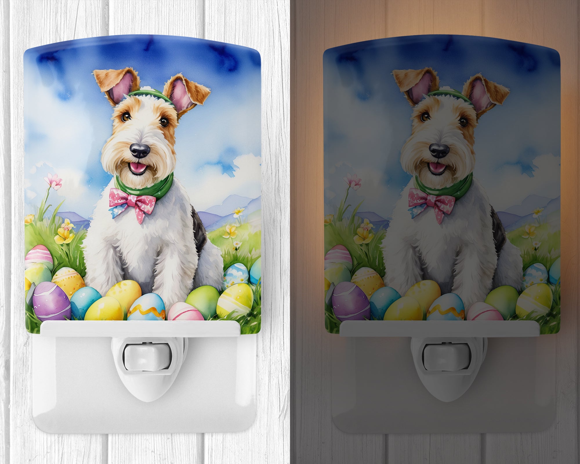 Buy this Fox Terrier Easter Egg Hunt Ceramic Night Light