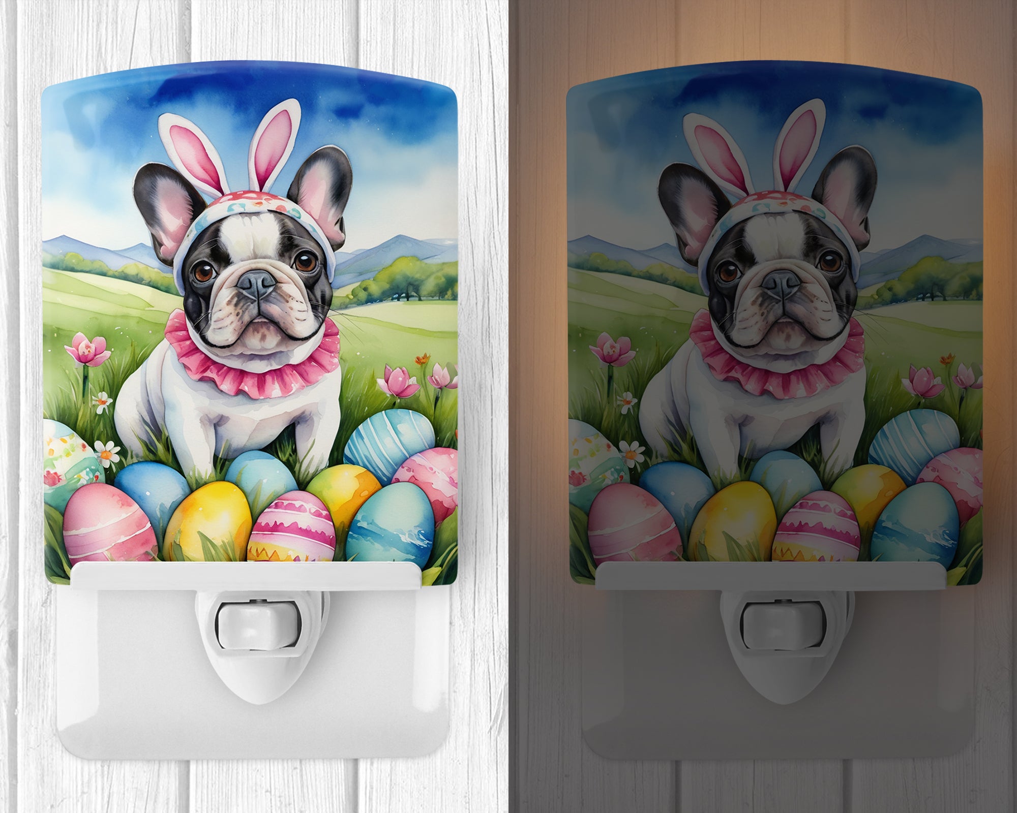French Bulldog Easter Egg Hunt Ceramic Night Light