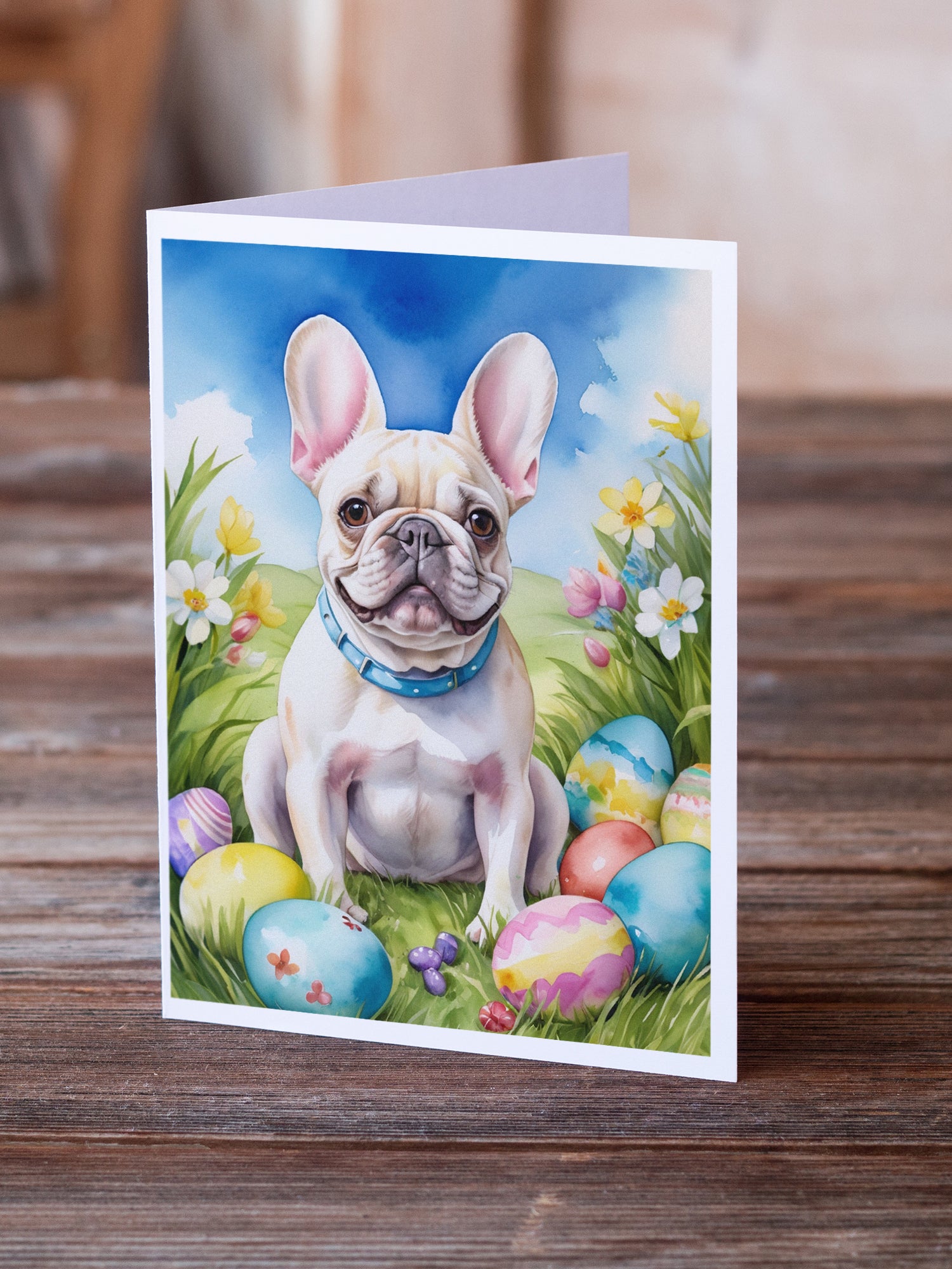 French Bulldog Easter Egg Hunt Greeting Cards Pack of 8