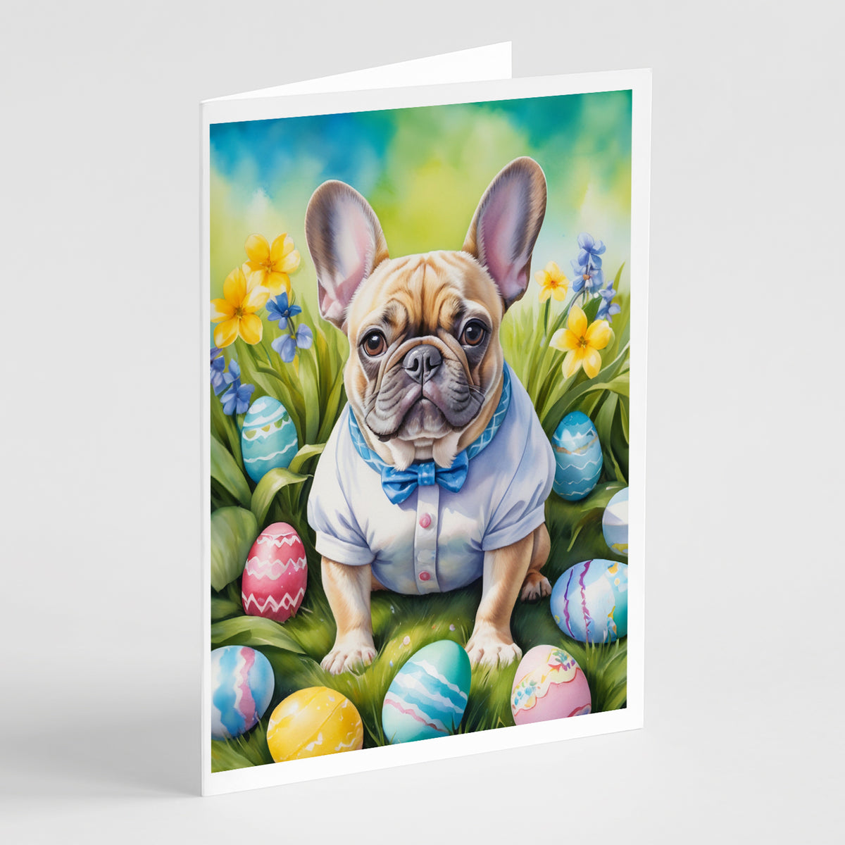 Buy this French Bulldog Easter Egg Hunt Greeting Cards Pack of 8