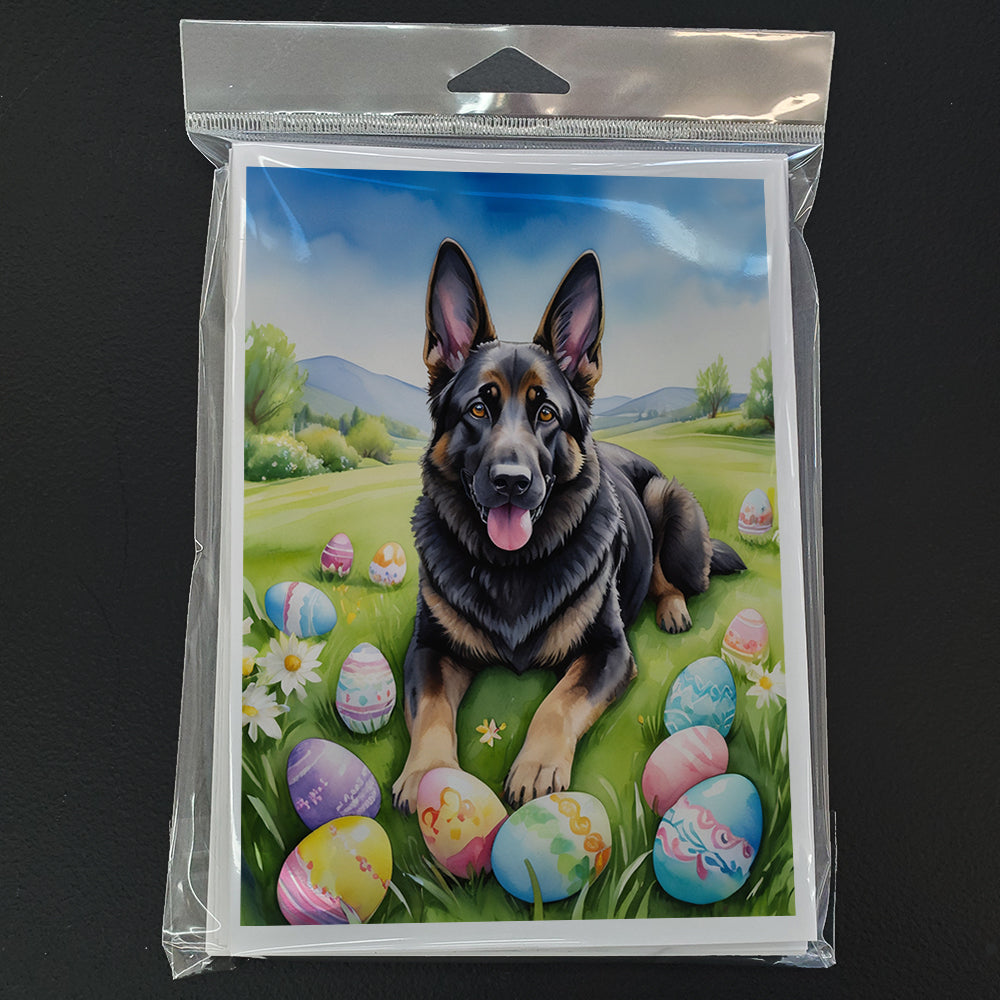Black German Shepherd Easter Egg Hunt Greeting Cards Pack of 8