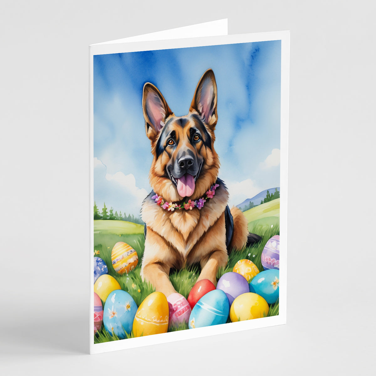 Buy this German Shepherd Easter Egg Hunt Greeting Cards Pack of 8