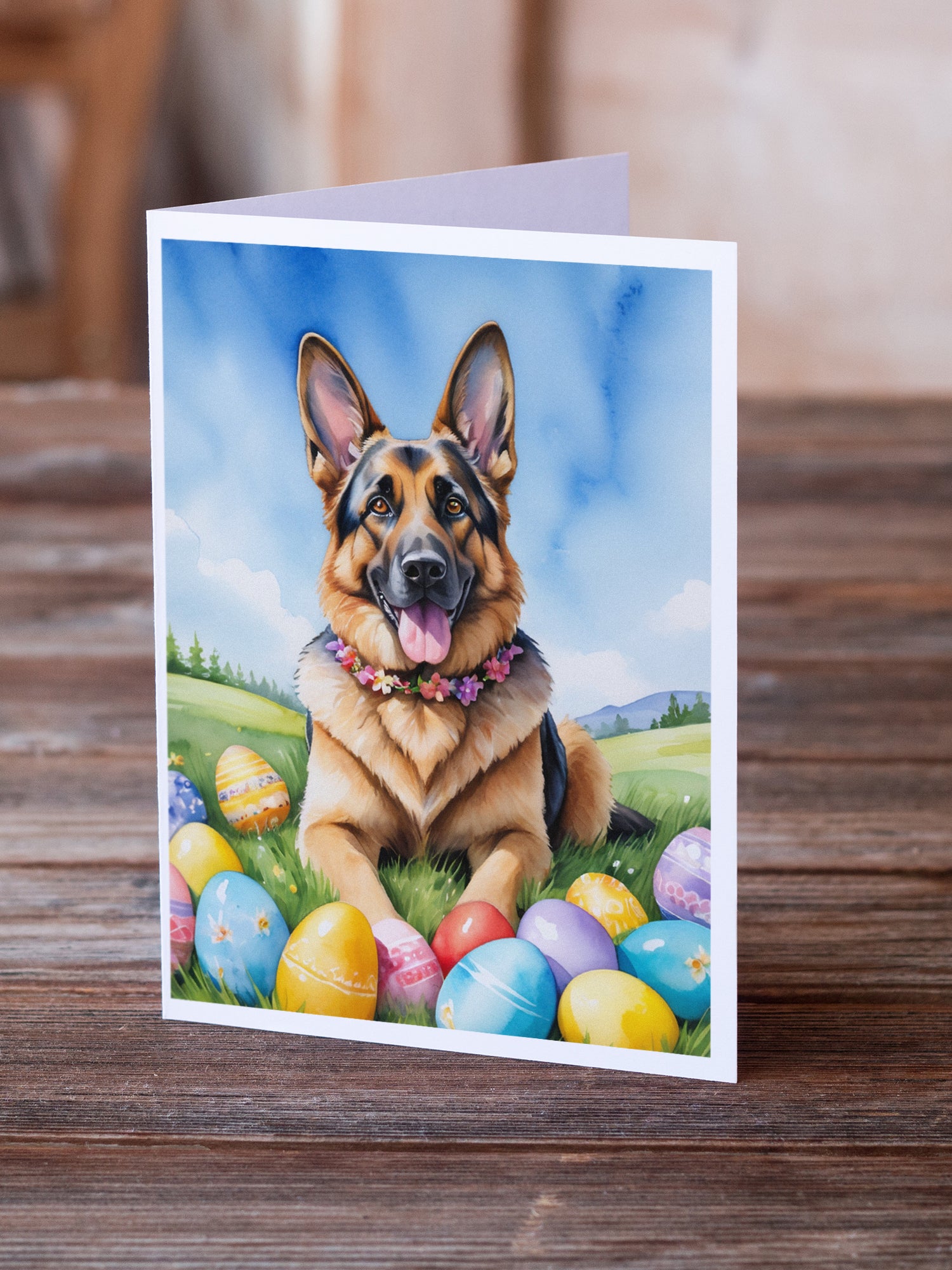 Buy this German Shepherd Easter Egg Hunt Greeting Cards Pack of 8