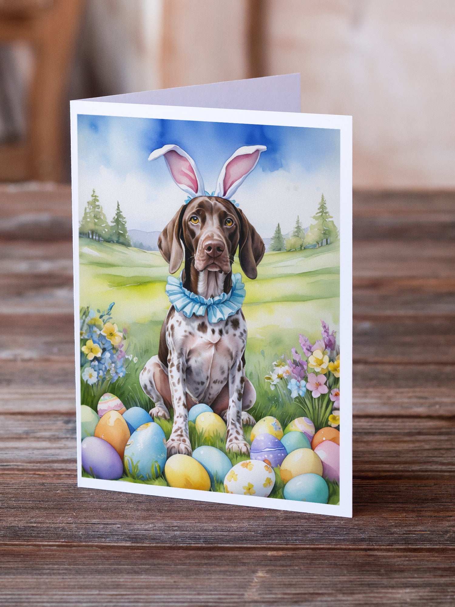 German Shorthaired Pointer Easter Egg Hunt Greeting Cards Pack of 8