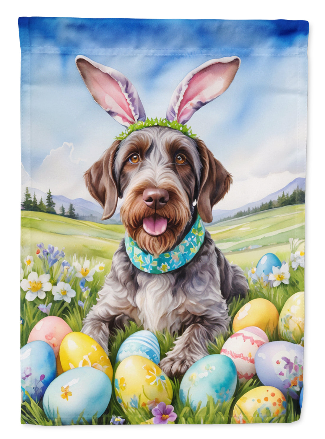 Buy this German Wirehaired Pointer Easter Egg Hunt House Flag