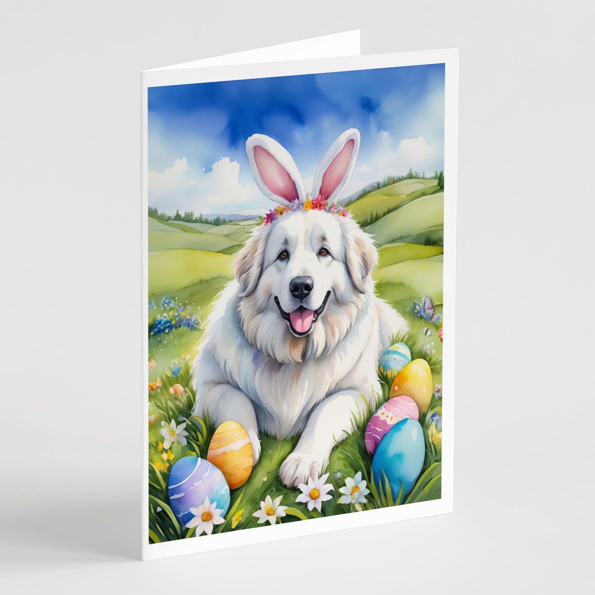 Buy this Great Pyrenees Easter Egg Hunt Greeting Cards Pack of 8