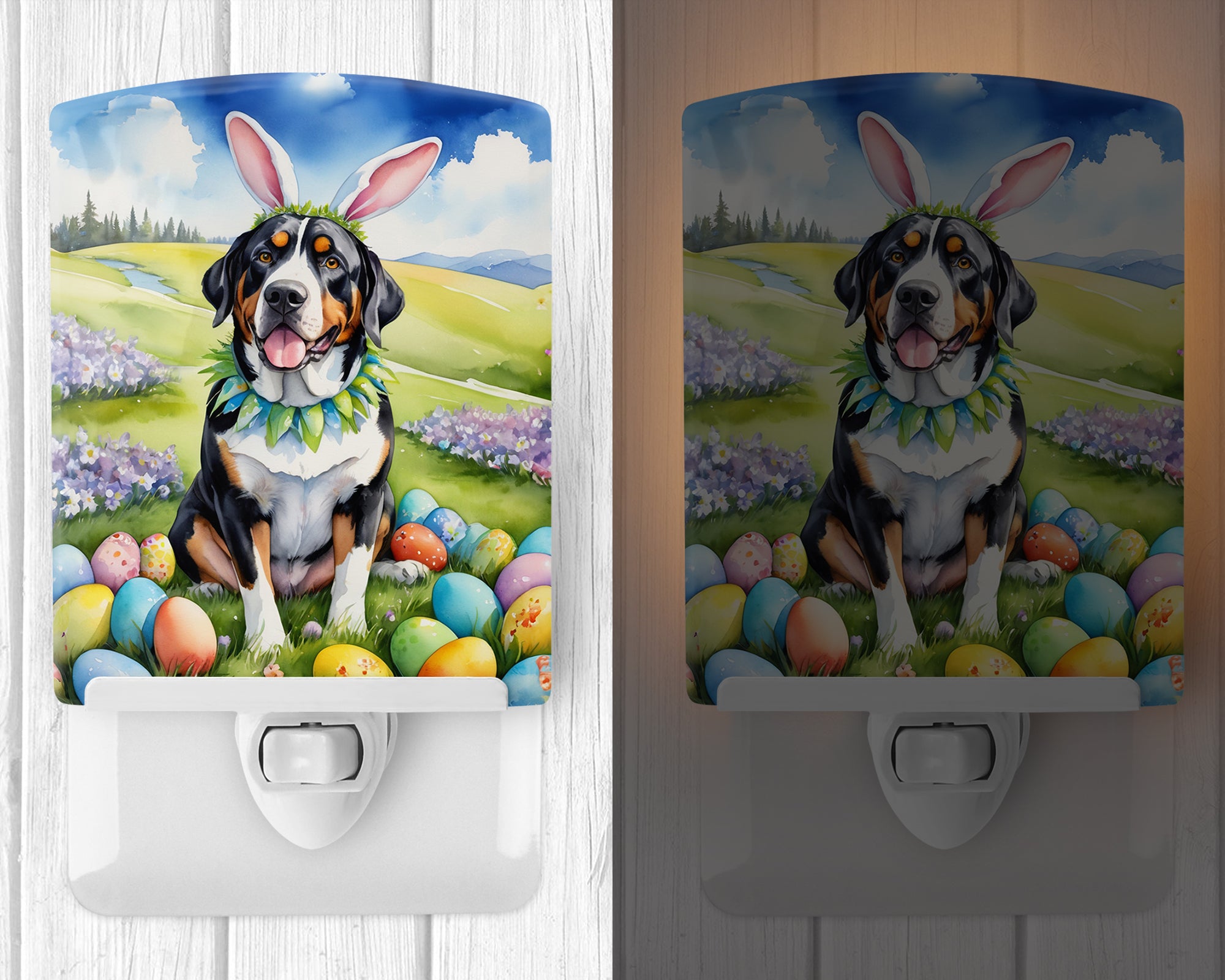 Greater Swiss Mountain Dog Easter Egg Hunt Ceramic Night Light