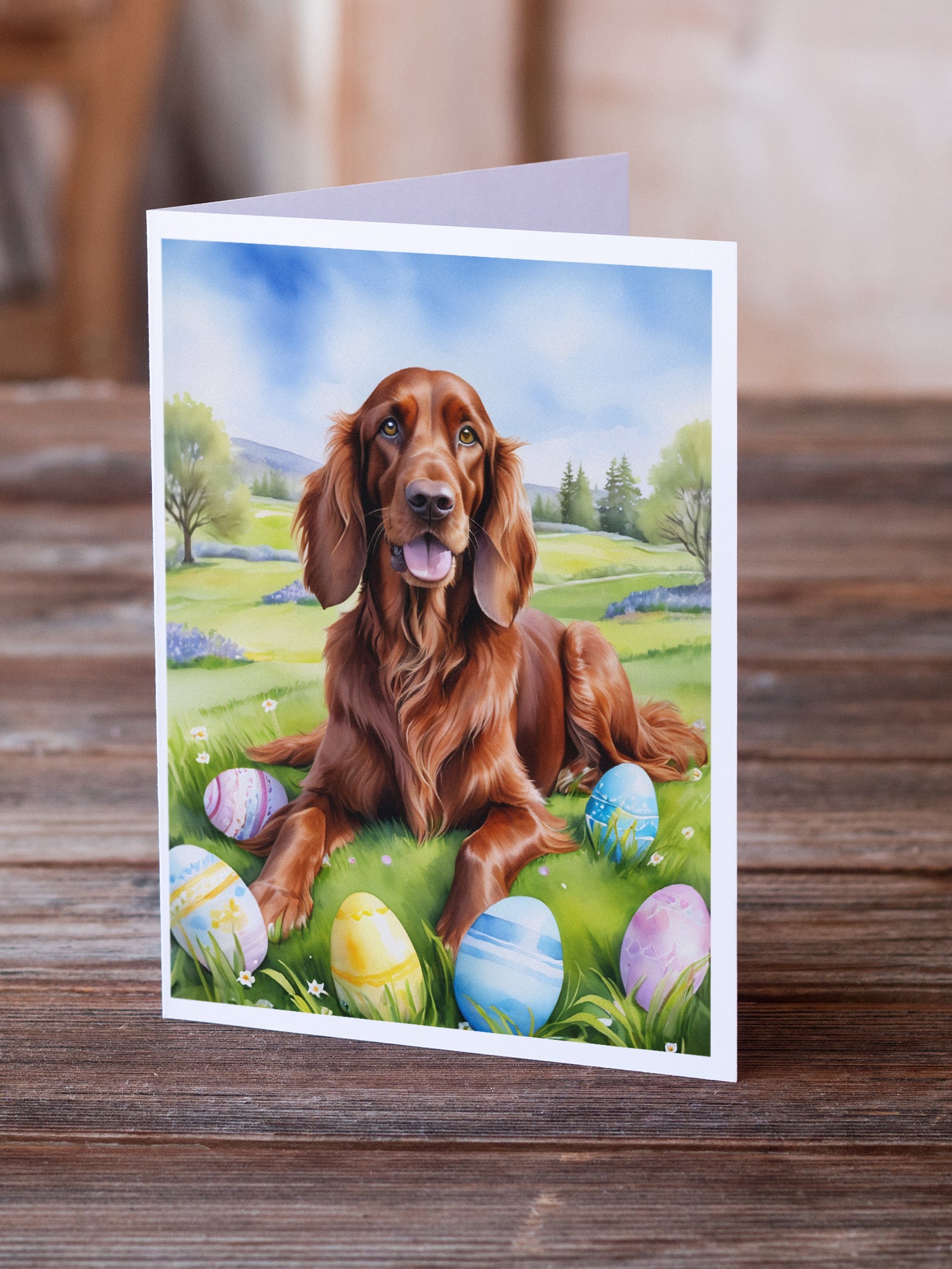 Buy this Irish Setter Easter Egg Hunt Greeting Cards Pack of 8