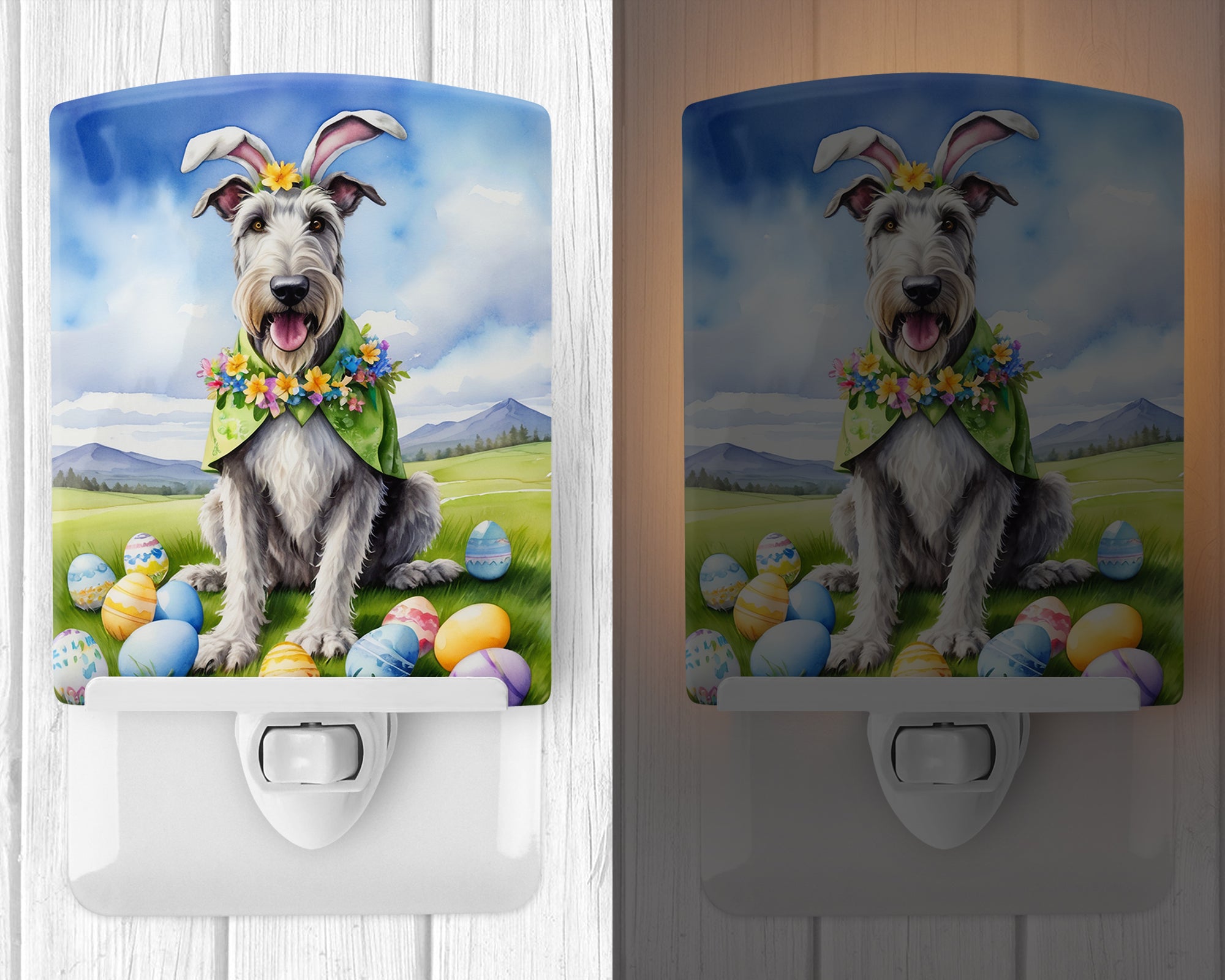Irish Wolfhound Easter Egg Hunt Ceramic Night Light