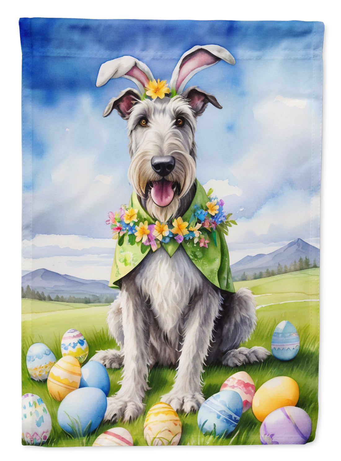 Buy this Irish Wolfhound Easter Egg Hunt Garden Flag