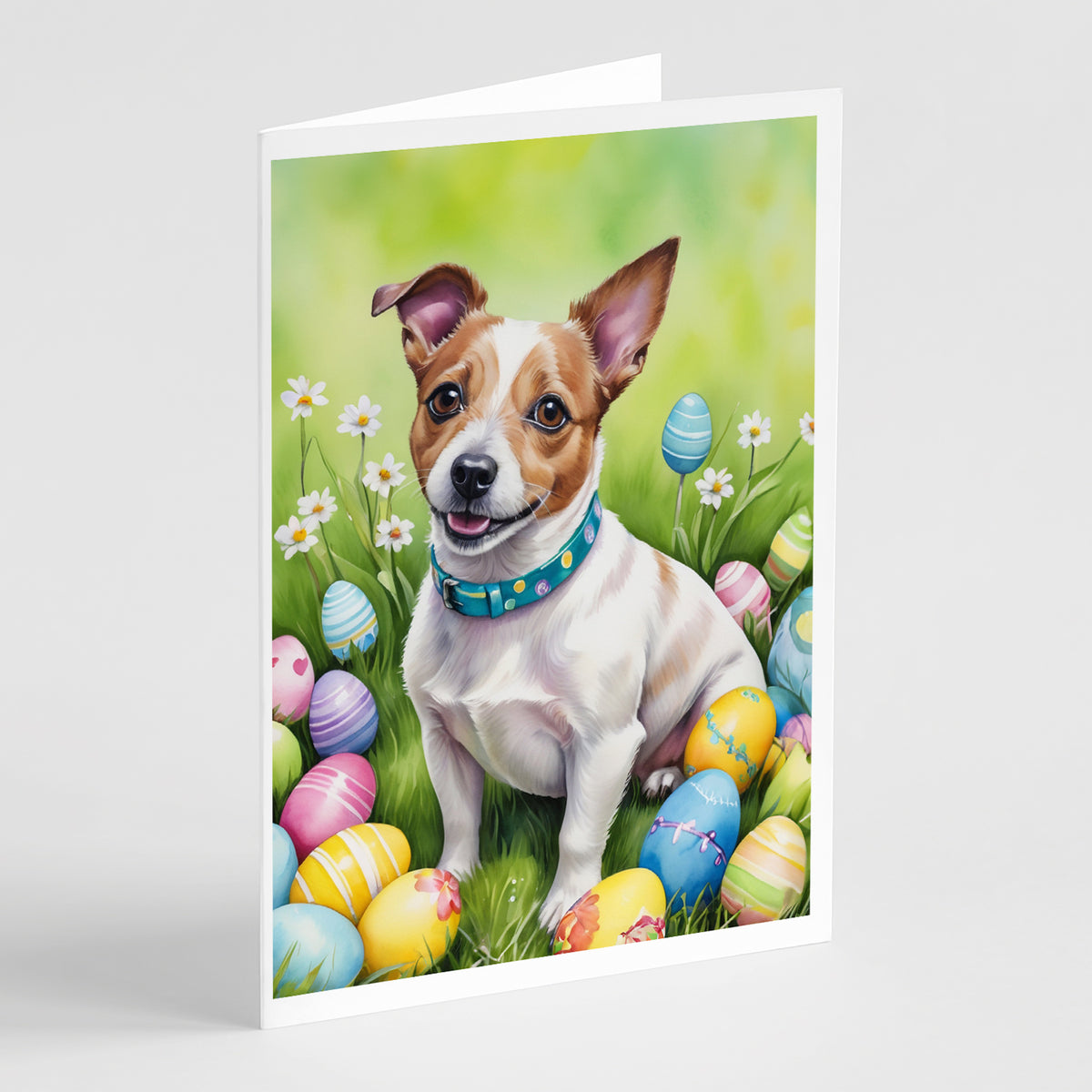 Buy this Jack Russell Terrier Easter Egg Hunt Greeting Cards Pack of 8