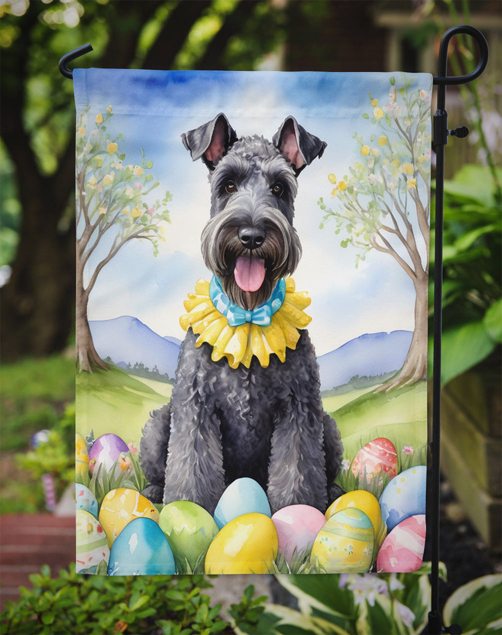 Kerry Blue Terrier Easter Egg Hunt Garden Flag