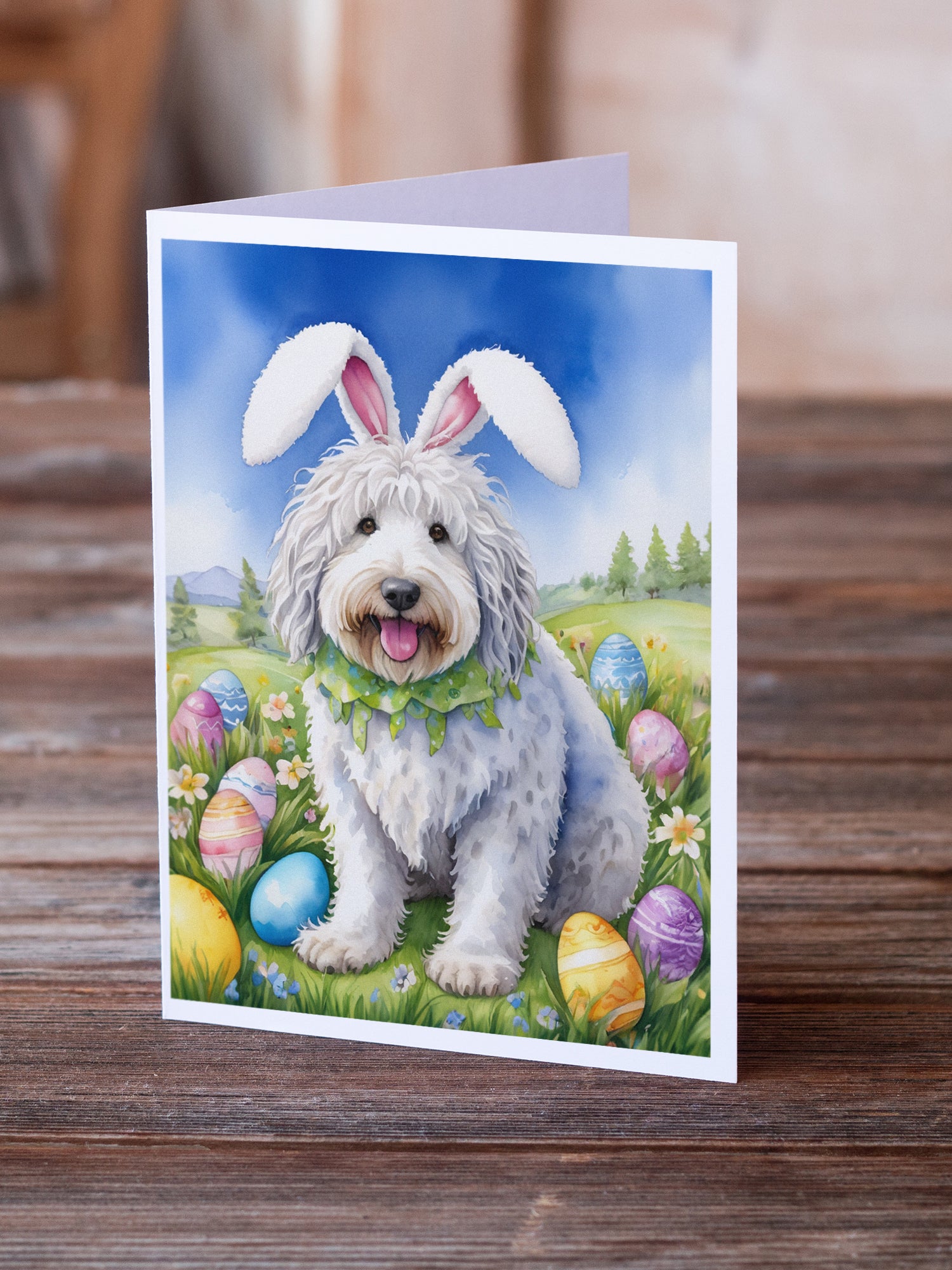 Buy this Komondor Easter Egg Hunt Greeting Cards Pack of 8