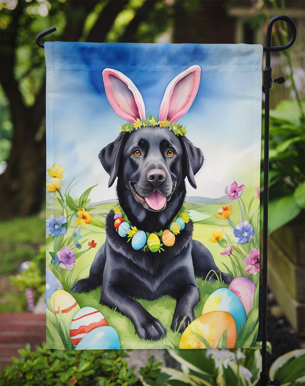 Black Labrador Retriever Easter Egg Hunt Garden Flag