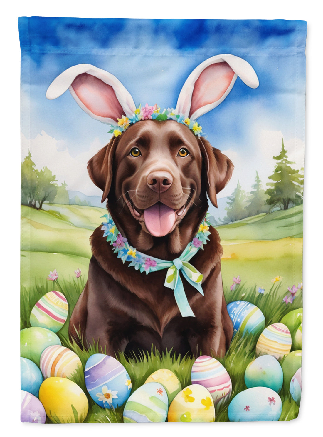 Buy this Chocolate Labrador Retriever Easter Egg Hunt House Flag