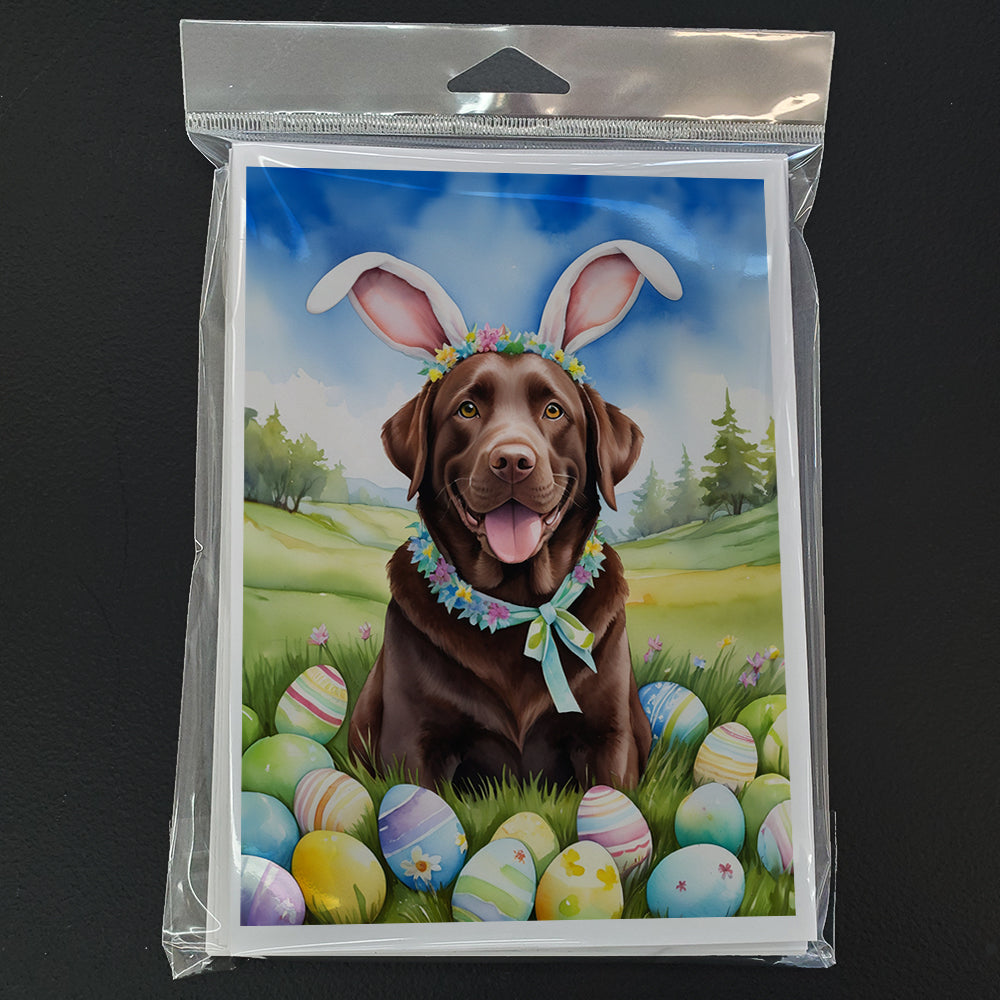 Chocolate Labrador Retriever Easter Egg Hunt Greeting Cards Pack of 8