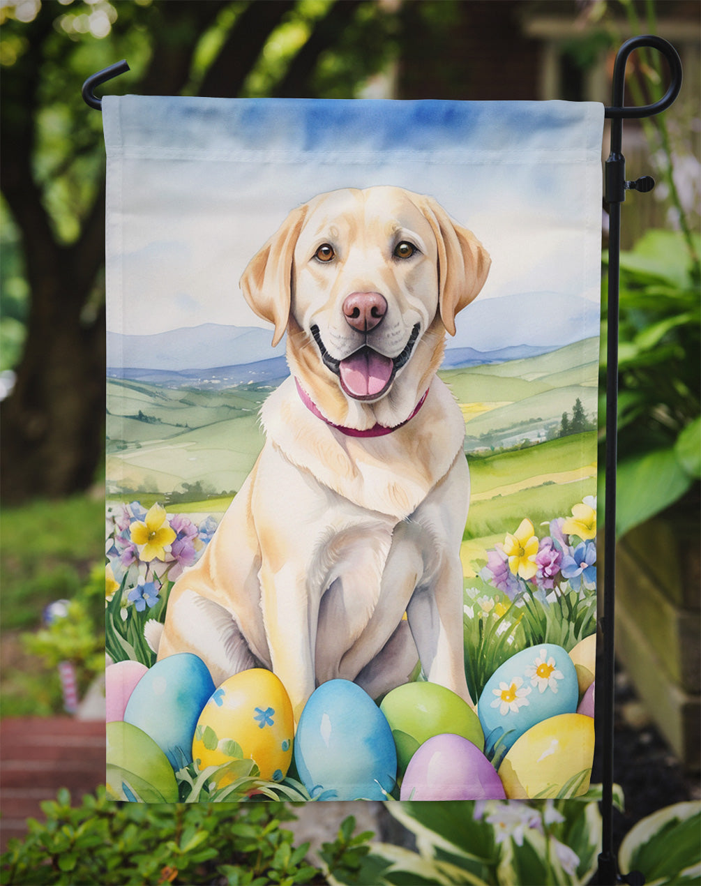 Yellow Labrador Retriever Easter Egg Hunt Garden Flag