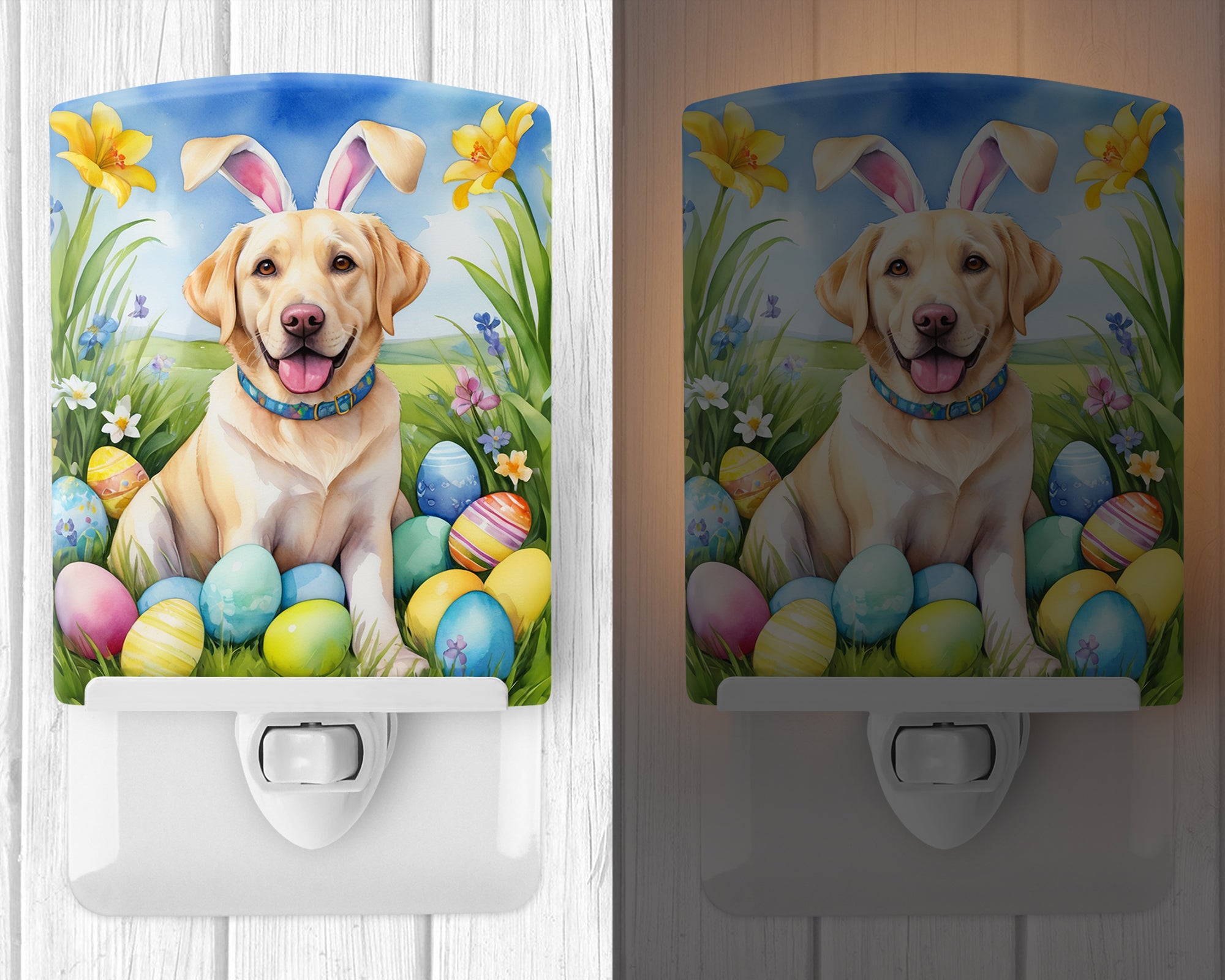 Yellow Labrador Retriever Easter Egg Hunt Ceramic Night Light
