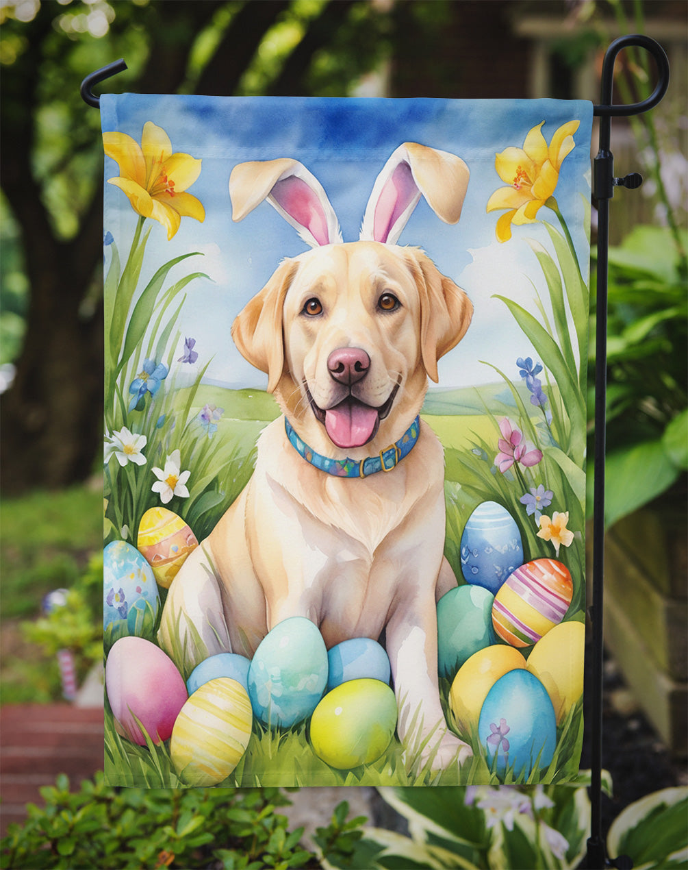 Yellow Labrador Retriever Easter Egg Hunt Garden Flag