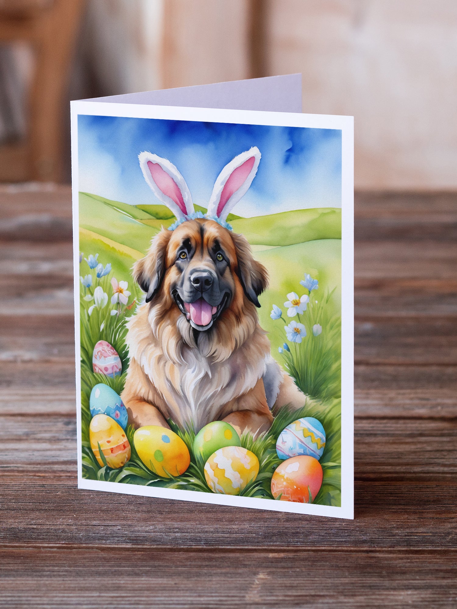 Buy this Leonberger Easter Egg Hunt Greeting Cards Pack of 8