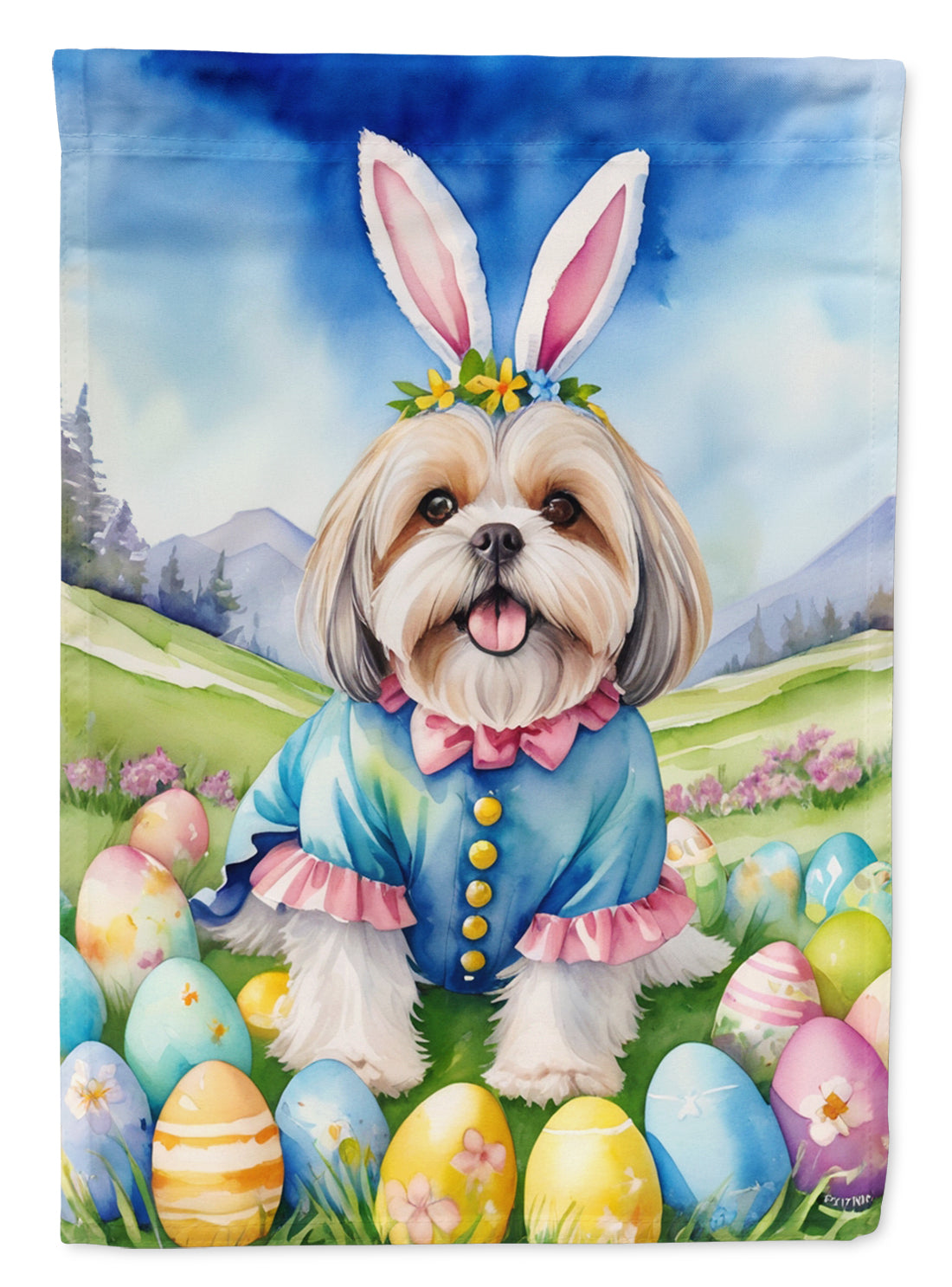 Buy this Lhasa Apso Easter Egg Hunt House Flag