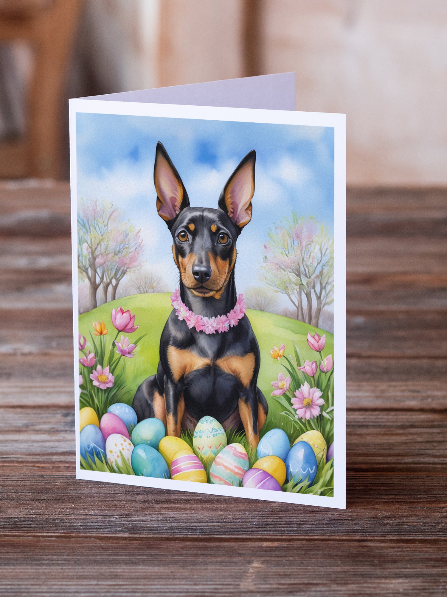 Buy this Manchester Terrier Easter Egg Hunt Greeting Cards Pack of 8