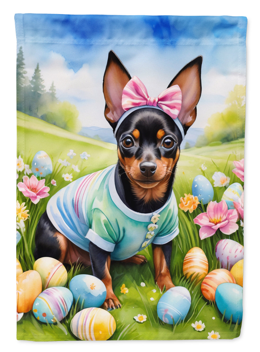 Buy this Miniature Pinscher Easter Egg Hunt House Flag