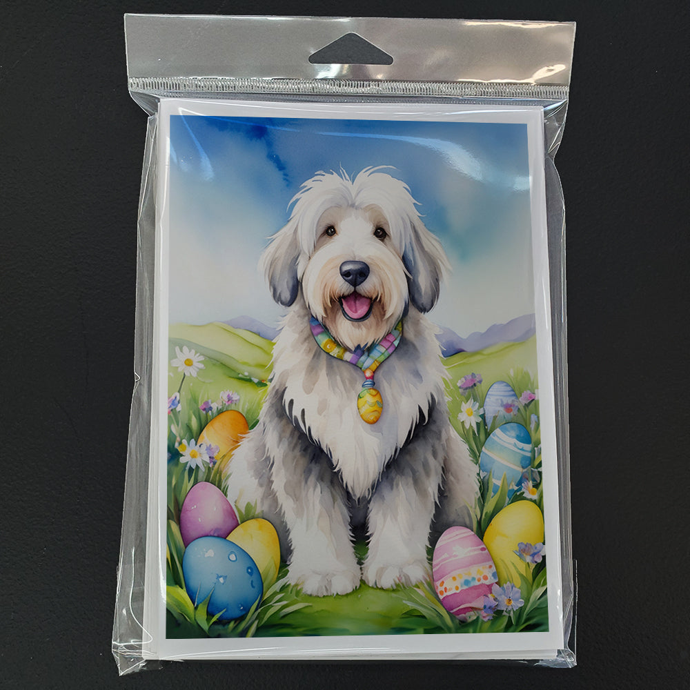 Old English Sheepdog Easter Egg Hunt Greeting Cards Pack of 8