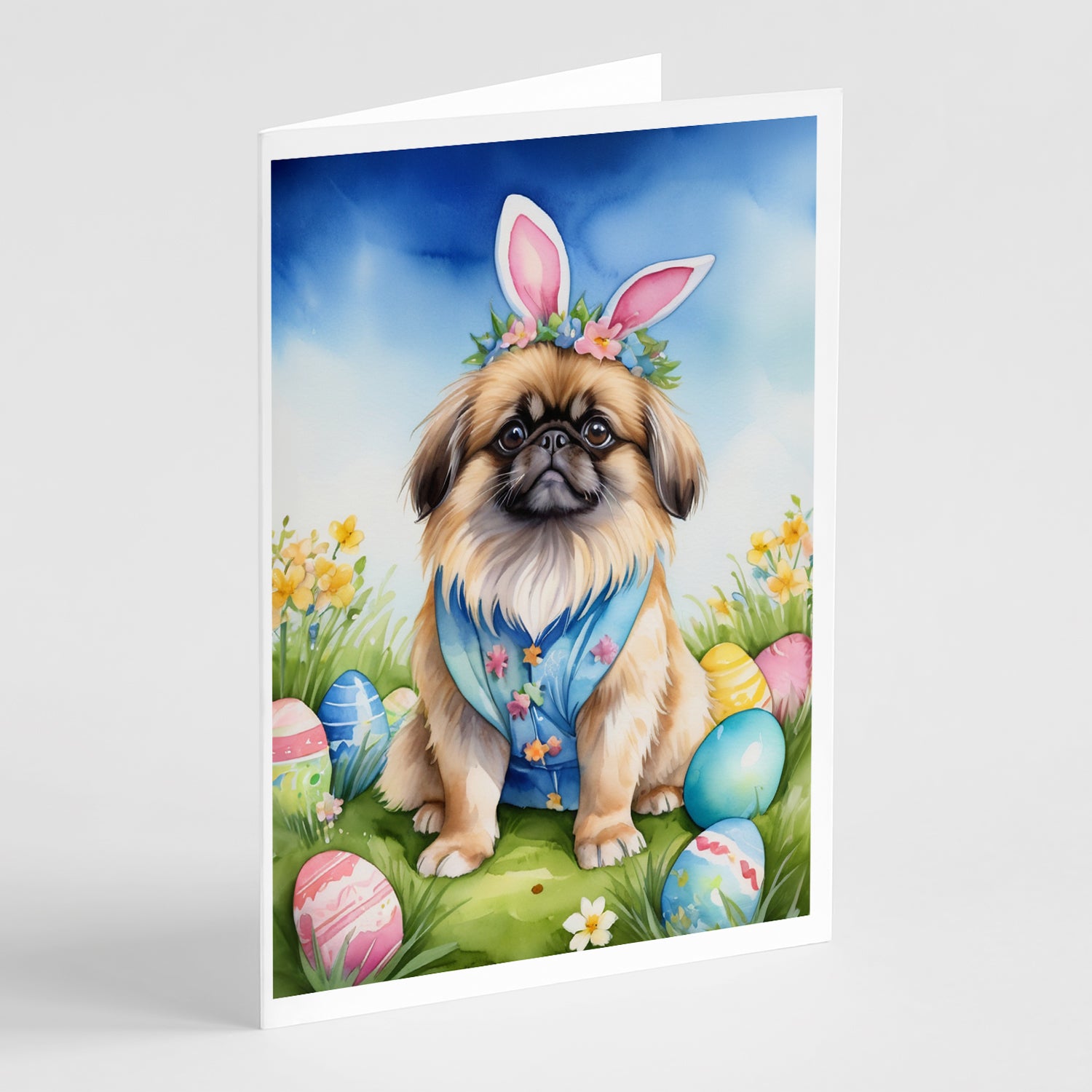 Buy this Pekingese Easter Egg Hunt Greeting Cards Pack of 8