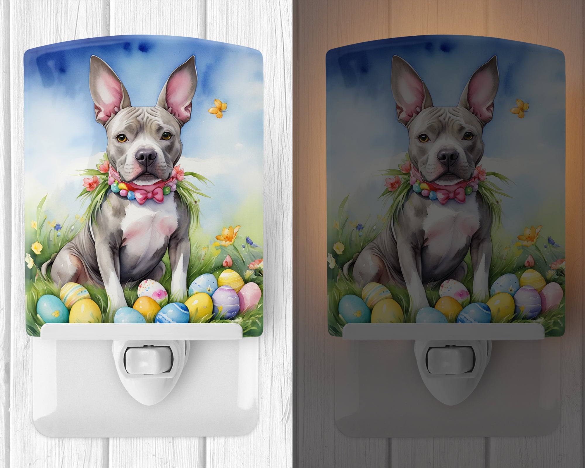 Buy this Pit Bull Terrier Easter Egg Hunt Ceramic Night Light