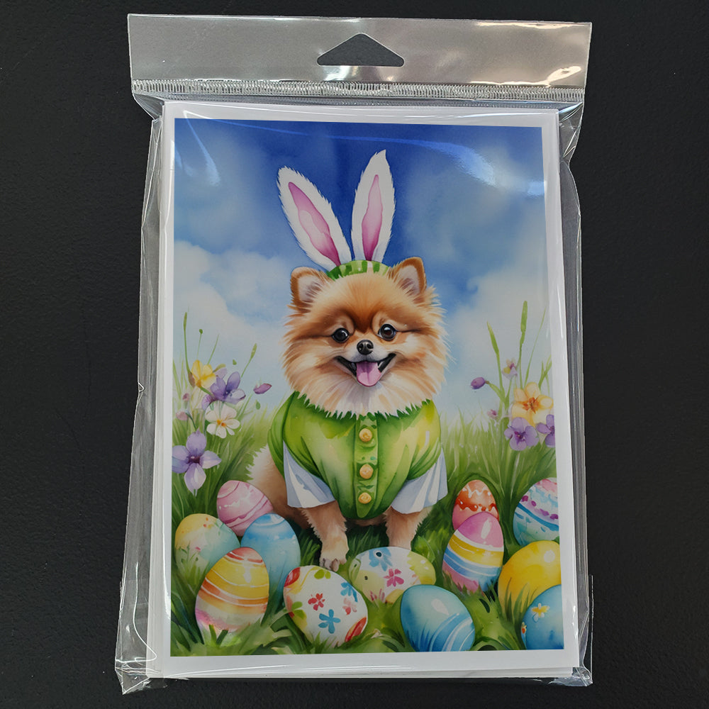 Pomeranian Easter Egg Hunt Greeting Cards Pack of 8