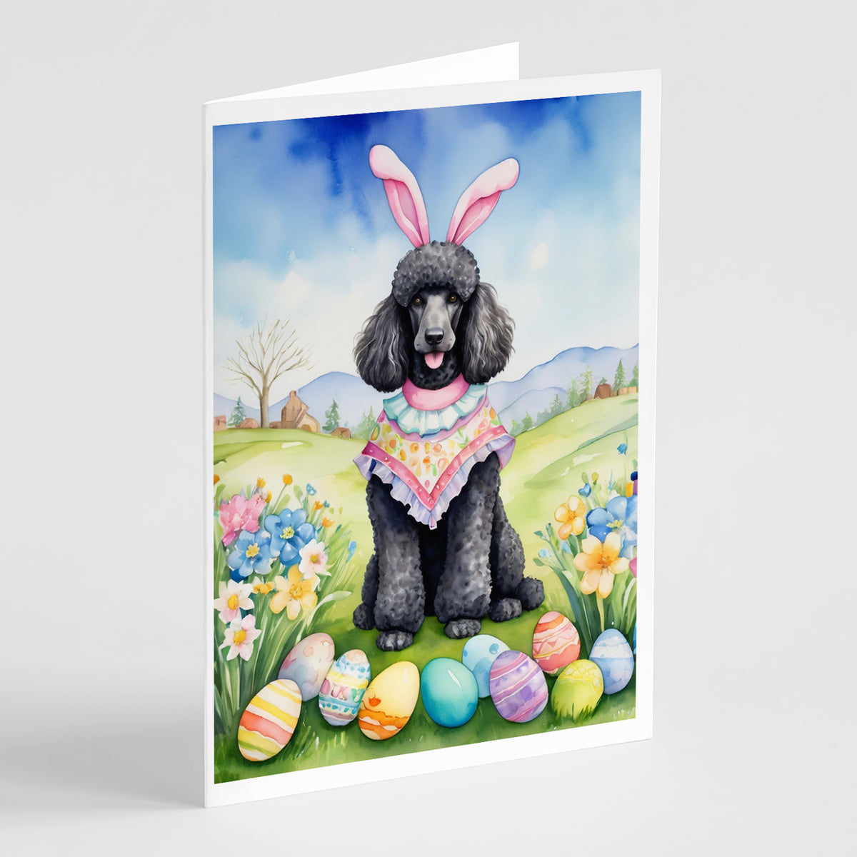 Buy this Black Poodle Easter Egg Hunt Greeting Cards Pack of 8