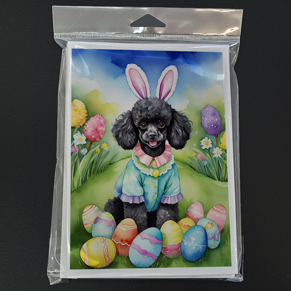 Black Poodle Easter Egg Hunt Greeting Cards Pack of 8