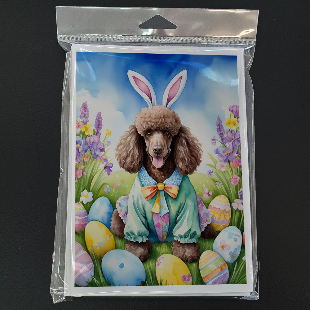 Chocolate Poodle Easter Egg Hunt Greeting Cards Pack of 8