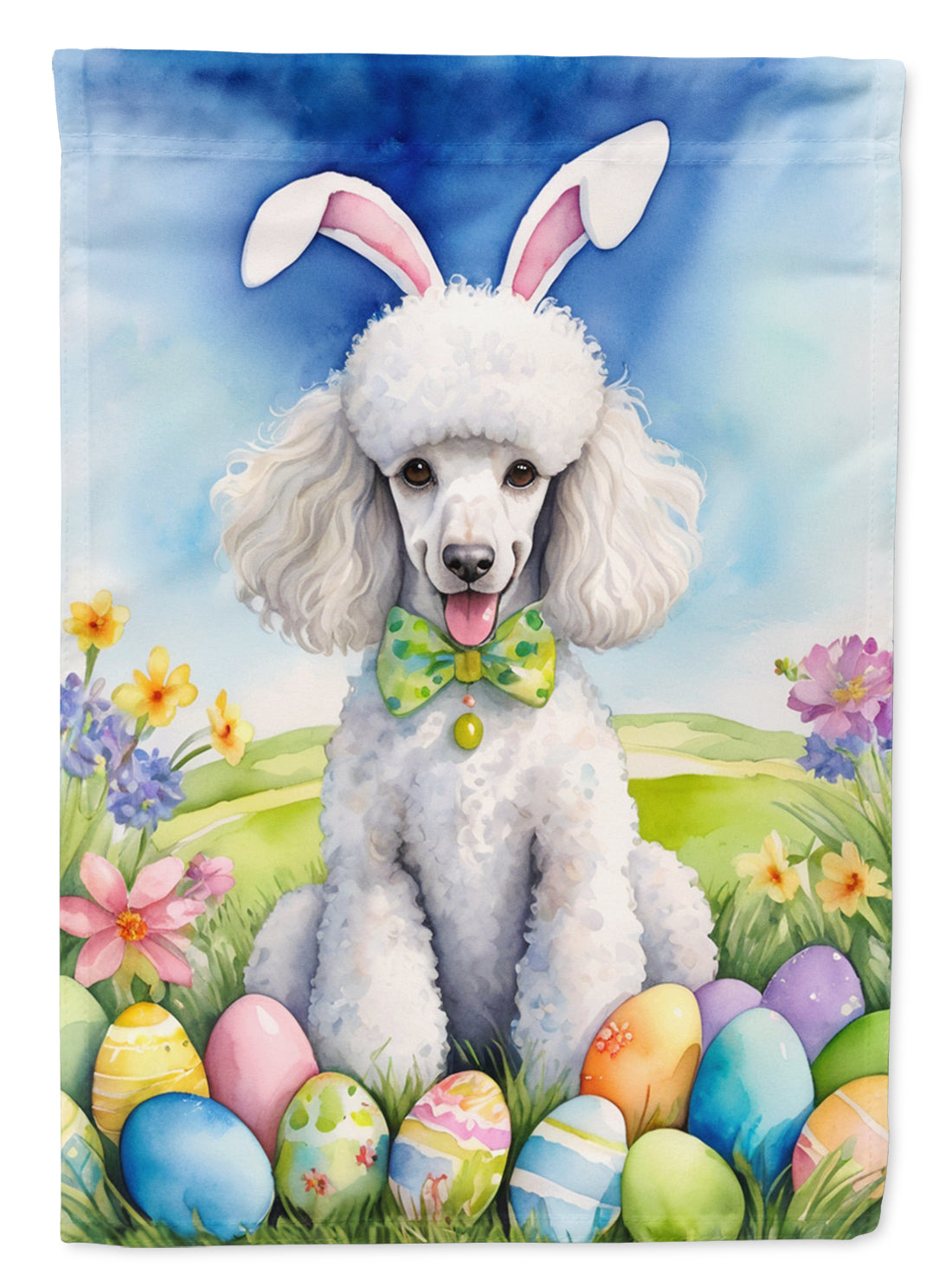 Buy this White Poodle Easter Egg Hunt House Flag