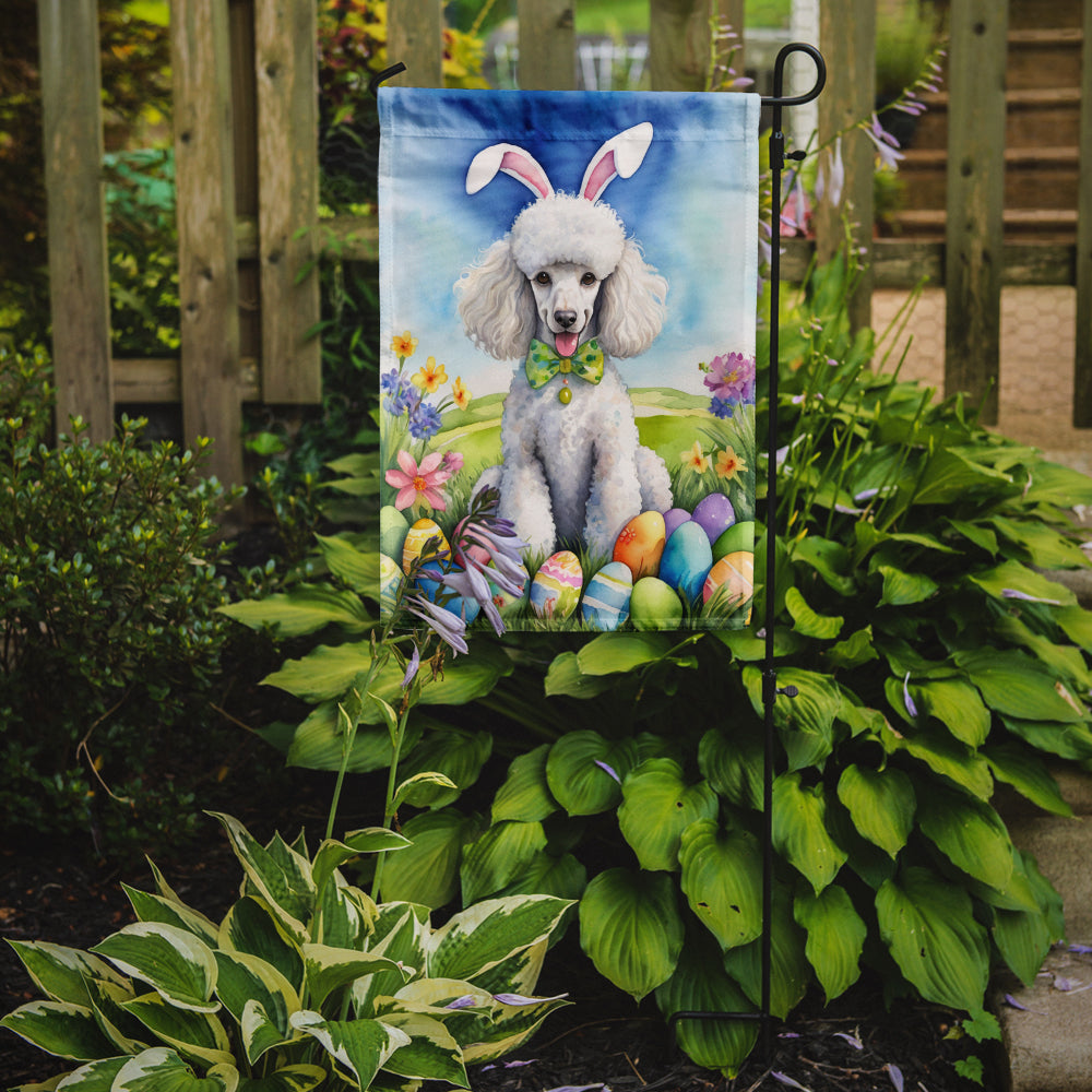 White Poodle Easter Egg Hunt Garden Flag