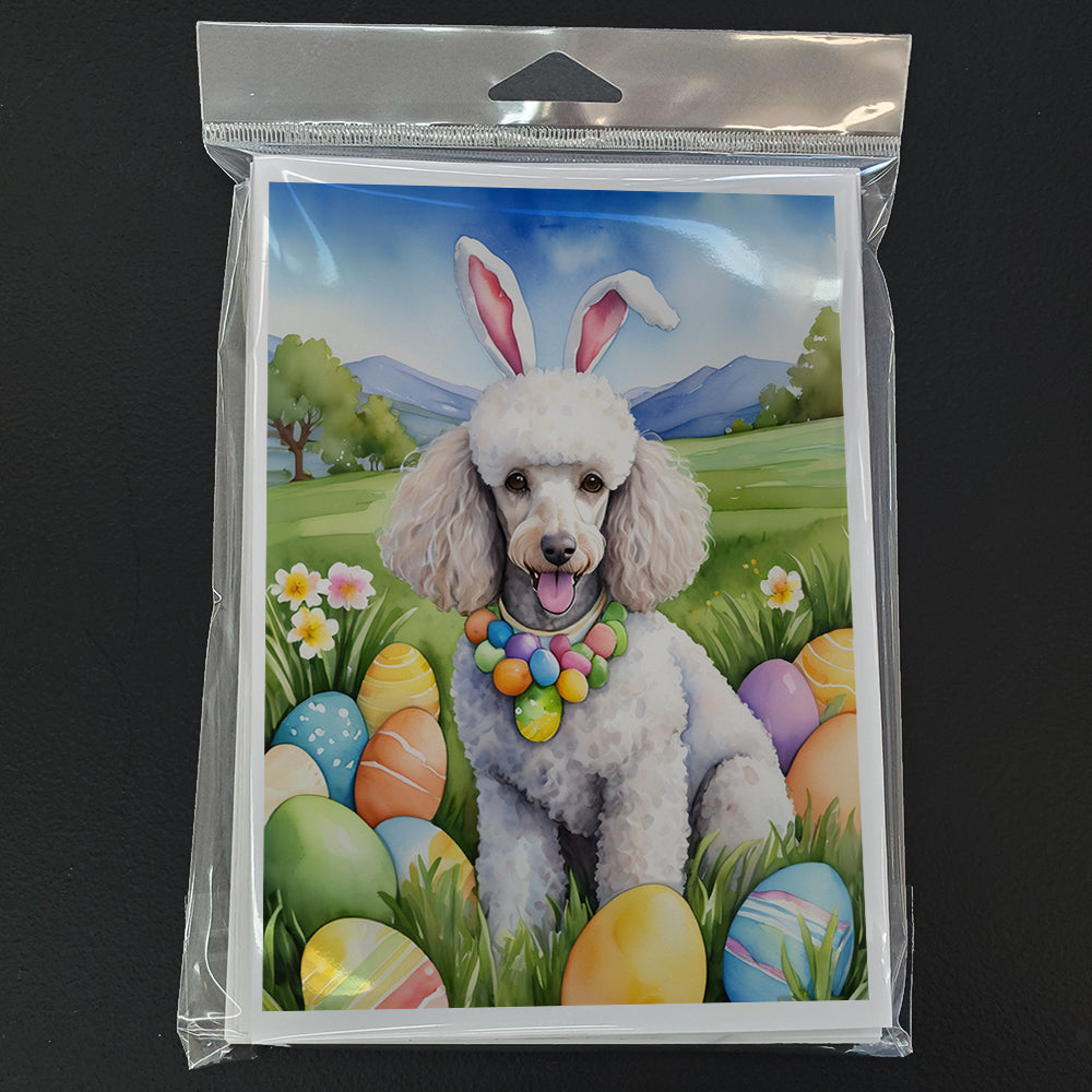 White Poodle Easter Egg Hunt Greeting Cards Pack of 8