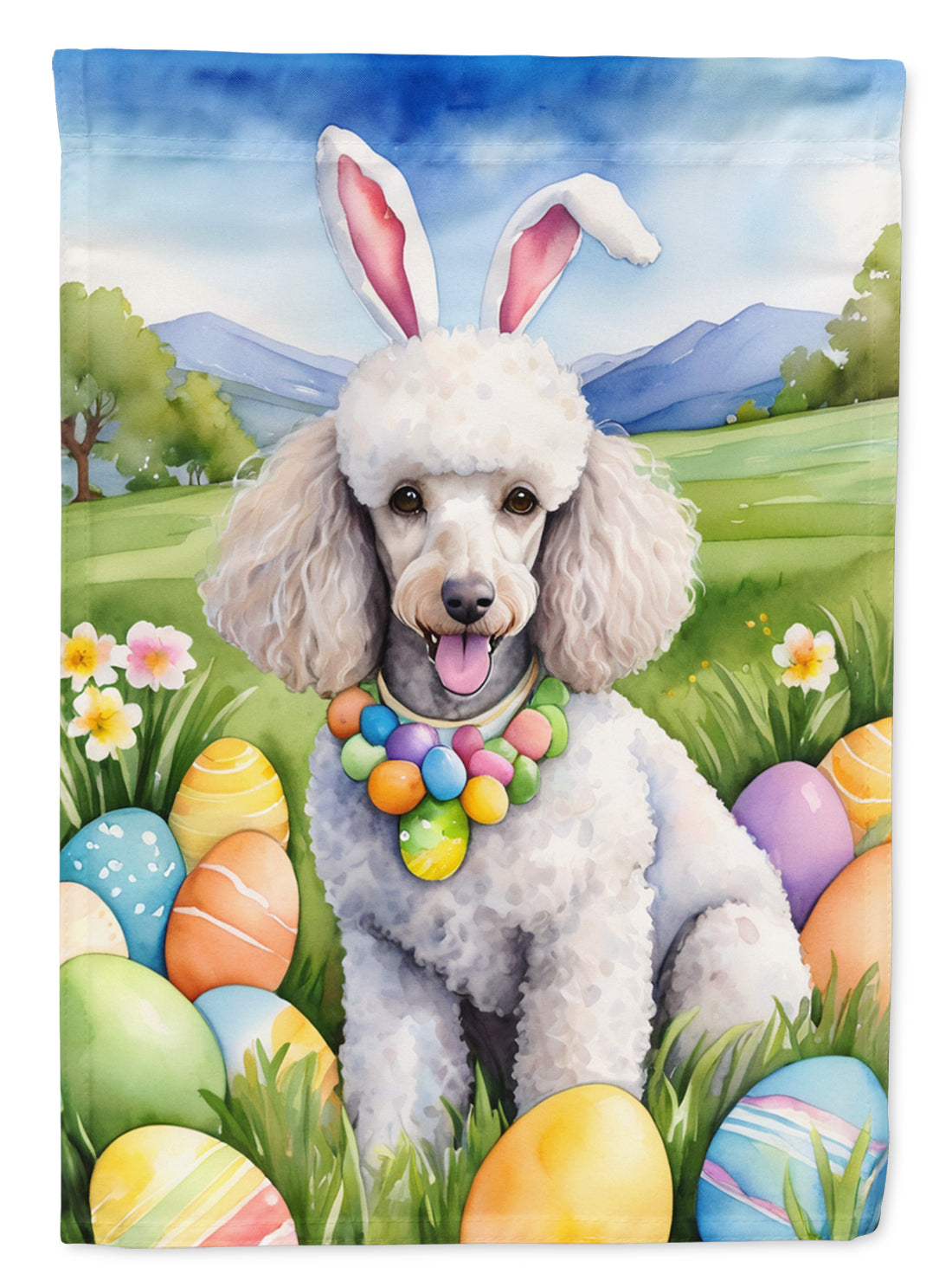 Buy this White Poodle Easter Egg Hunt Garden Flag