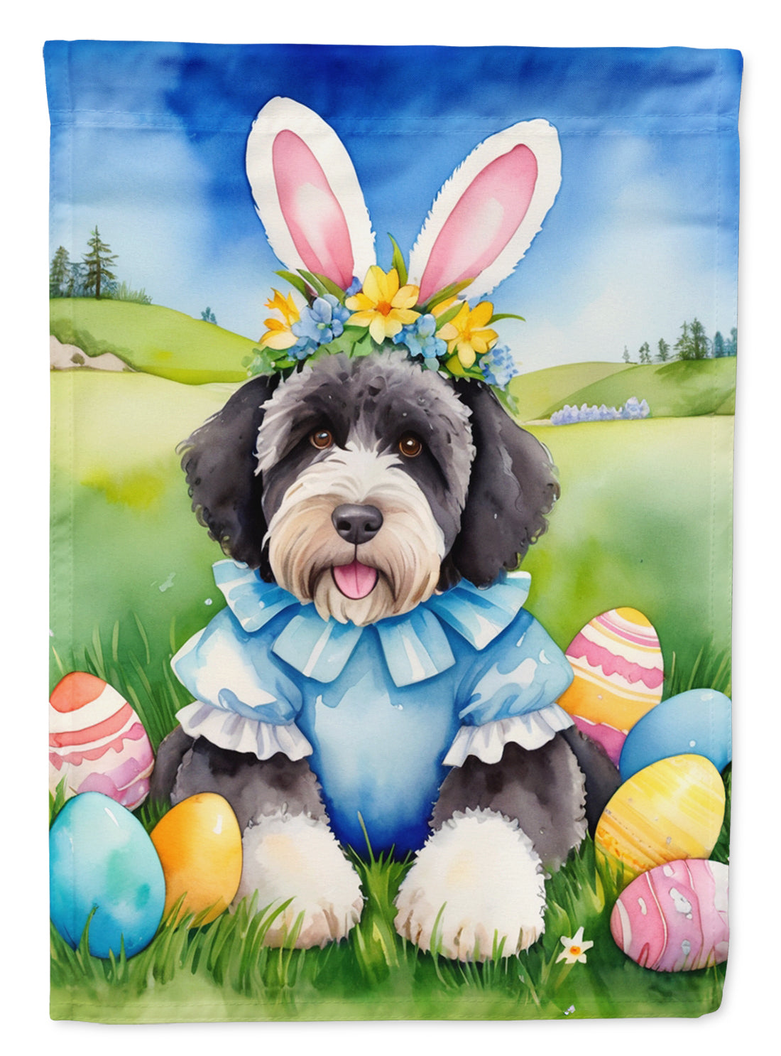 Buy this Portuguese Water Dog Easter Egg Hunt House Flag
