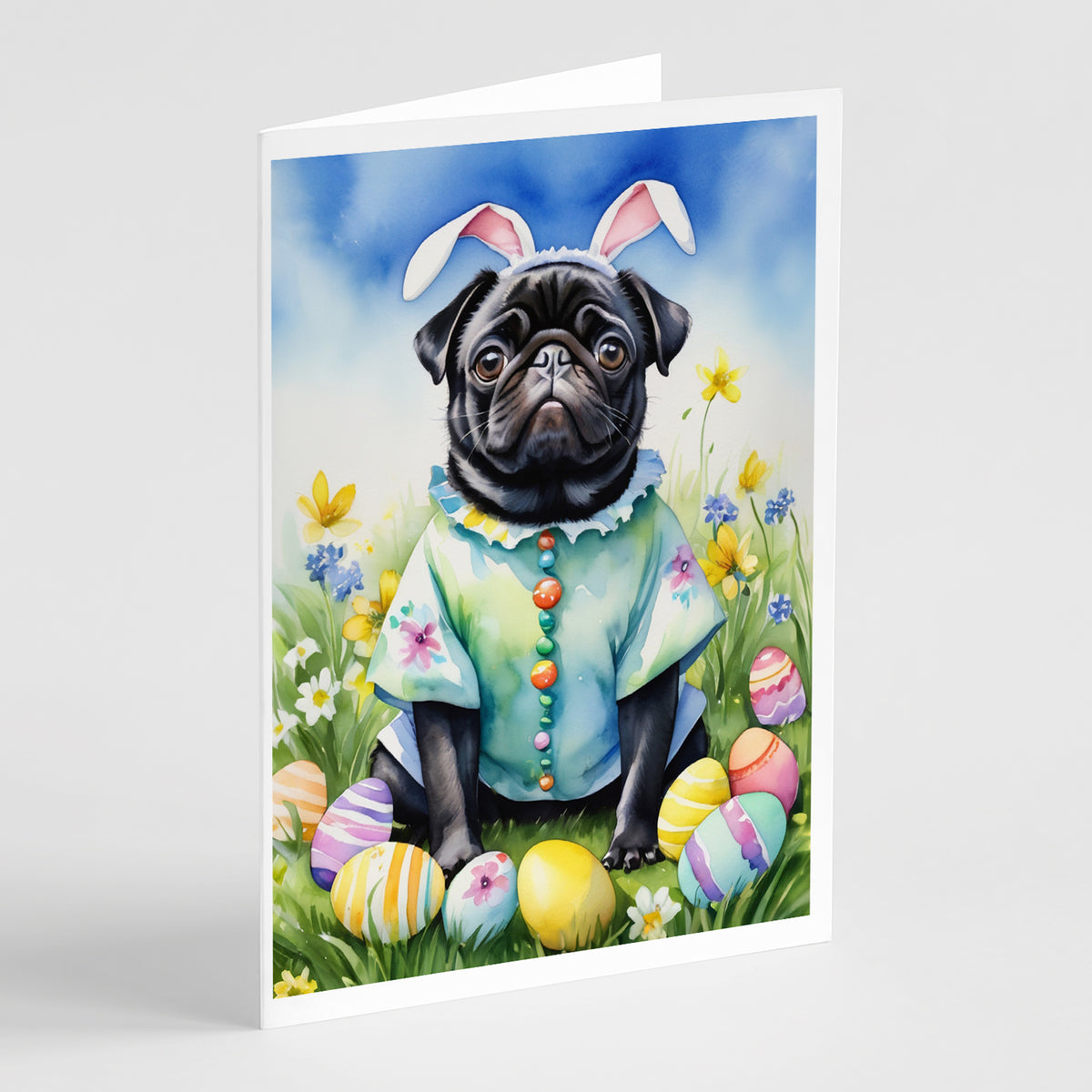 Buy this Pug Easter Egg Hunt Greeting Cards Pack of 8