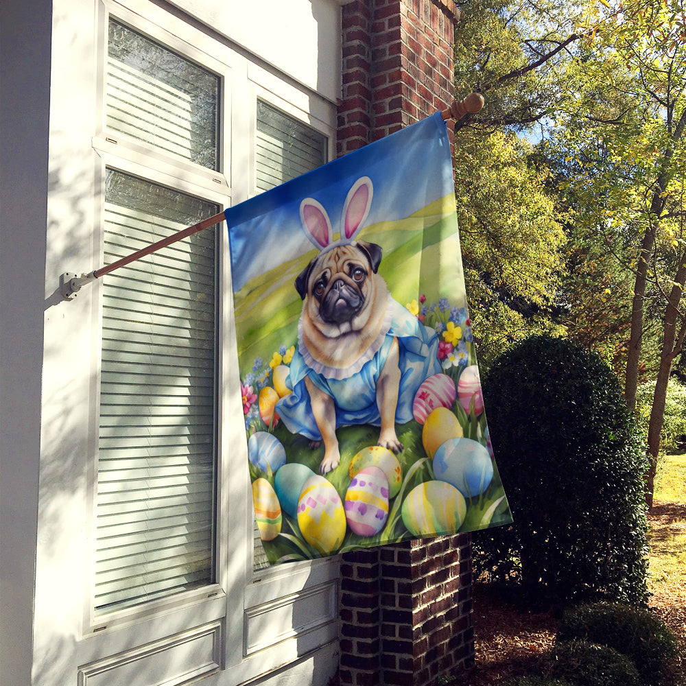 Pug Easter Egg Hunt House Flag