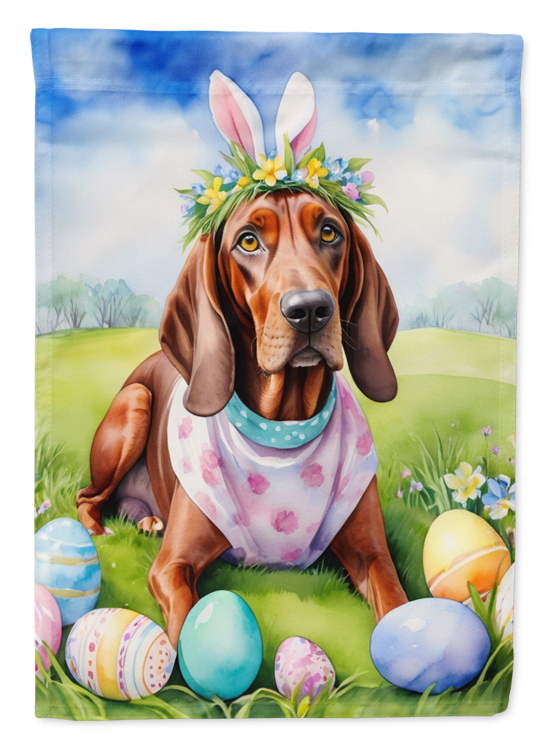 Buy this Redbone Coonhound Easter Egg Hunt House Flag