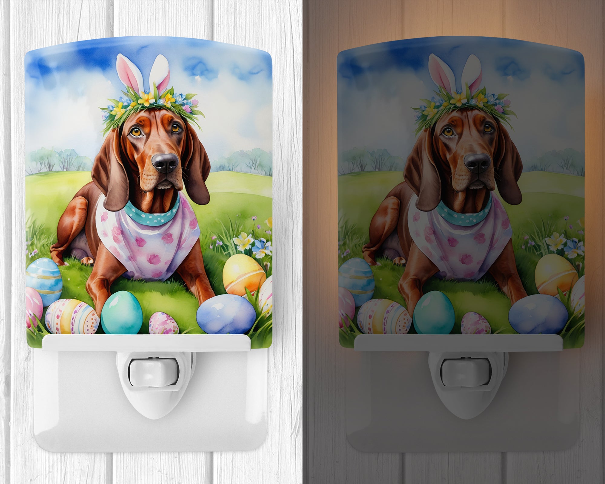 Buy this Redbone Coonhound Easter Egg Hunt Ceramic Night Light