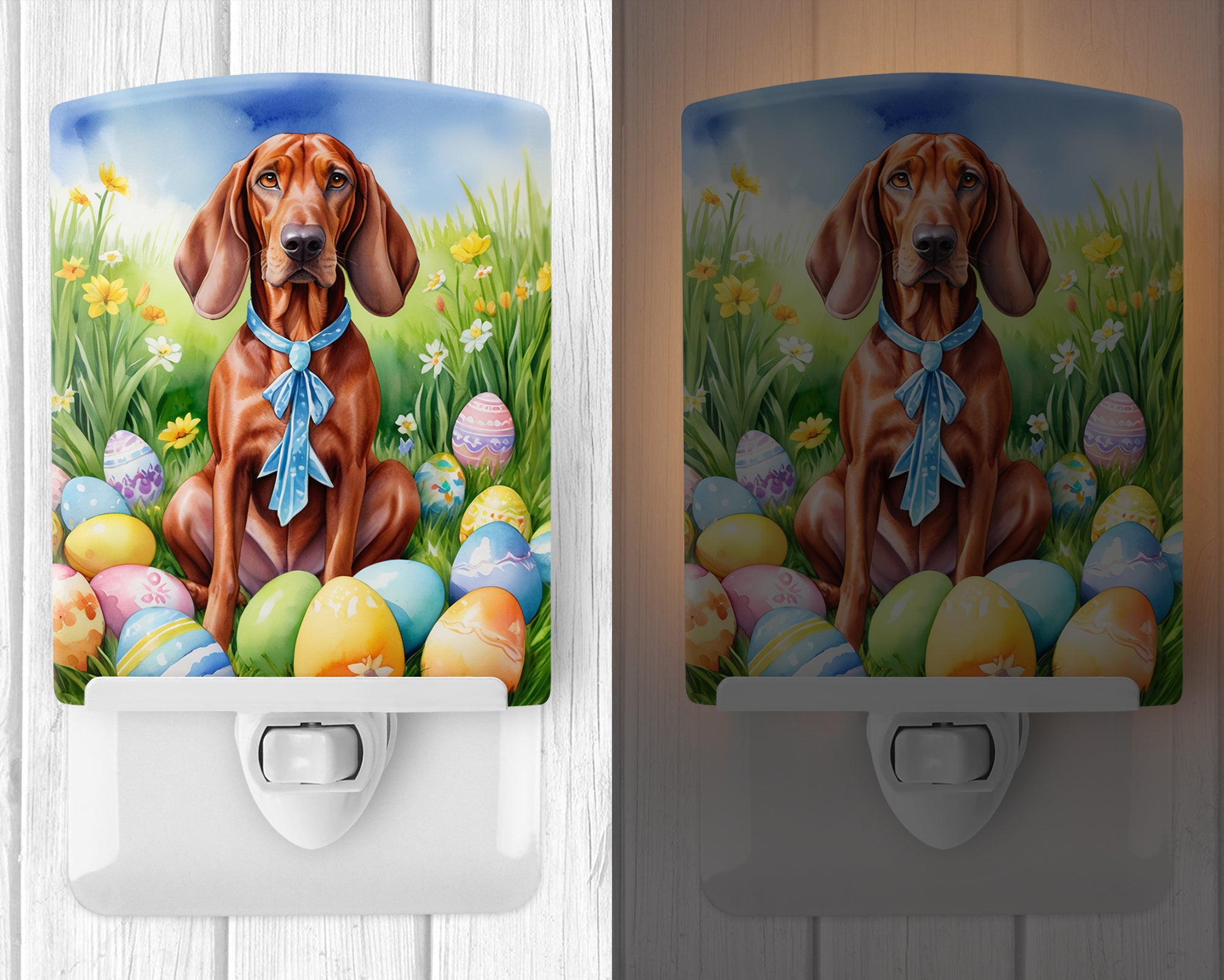 Buy this Redbone Coonhound Easter Egg Hunt Ceramic Night Light