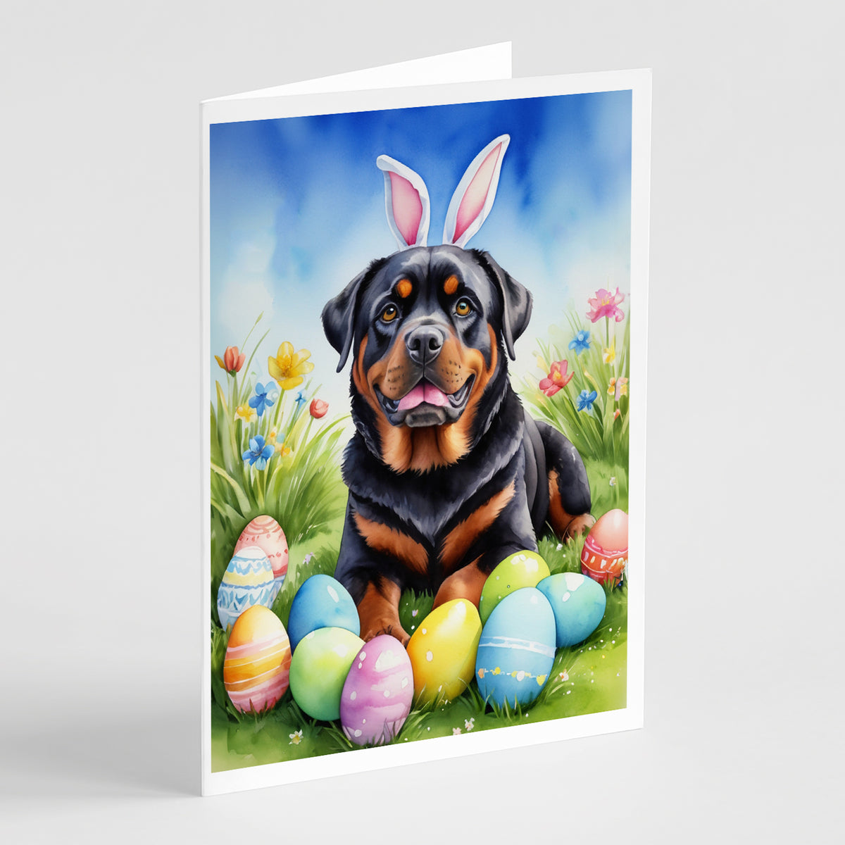 Buy this Rottweiler Easter Egg Hunt Greeting Cards Pack of 8