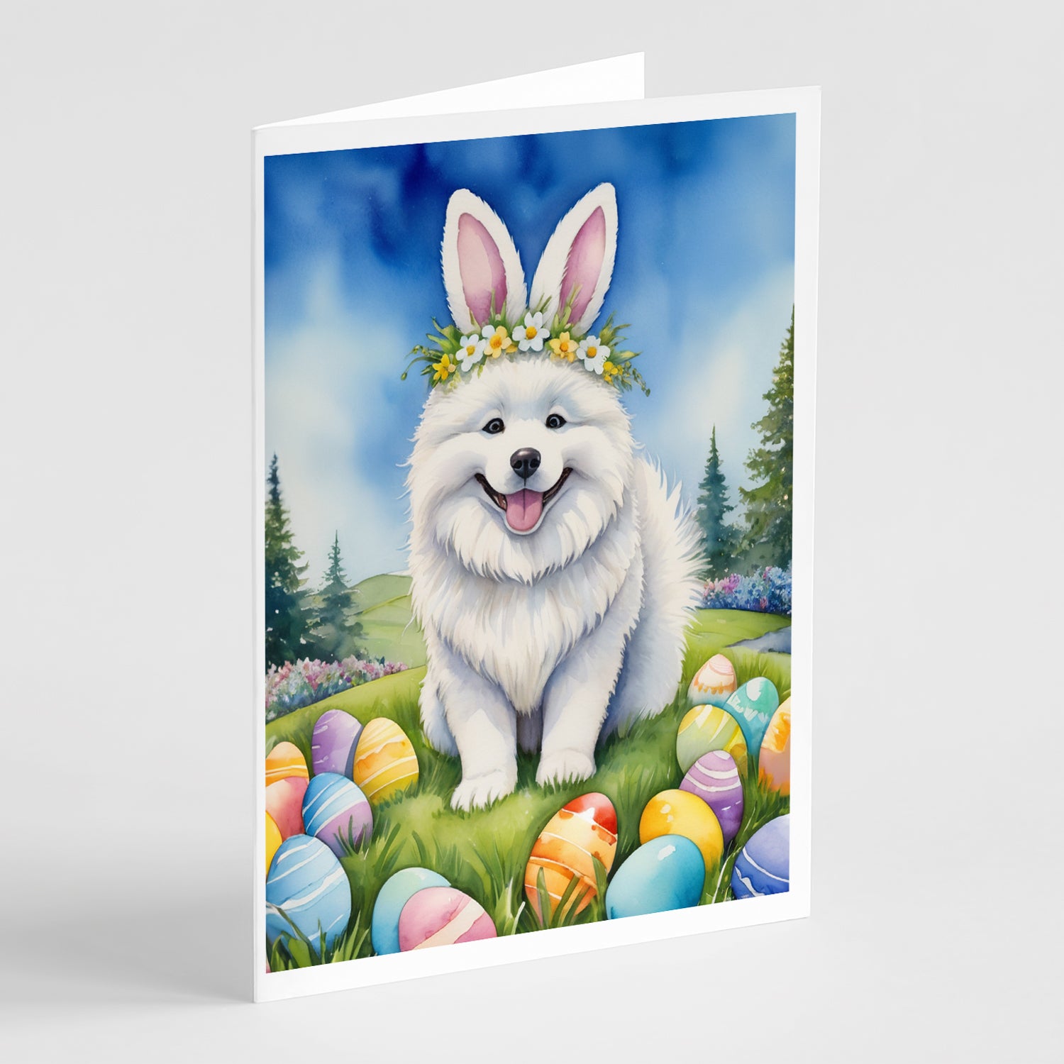 Buy this Samoyed Easter Egg Hunt Greeting Cards Pack of 8