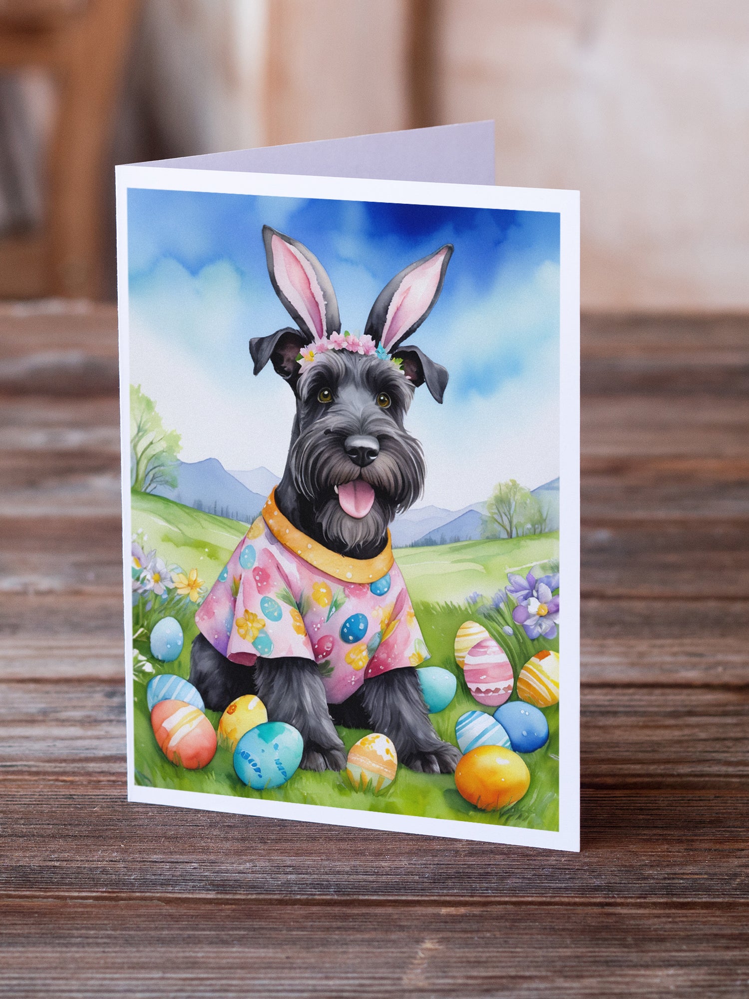 Schnauzer Easter Egg Hunt Greeting Cards Pack of 8