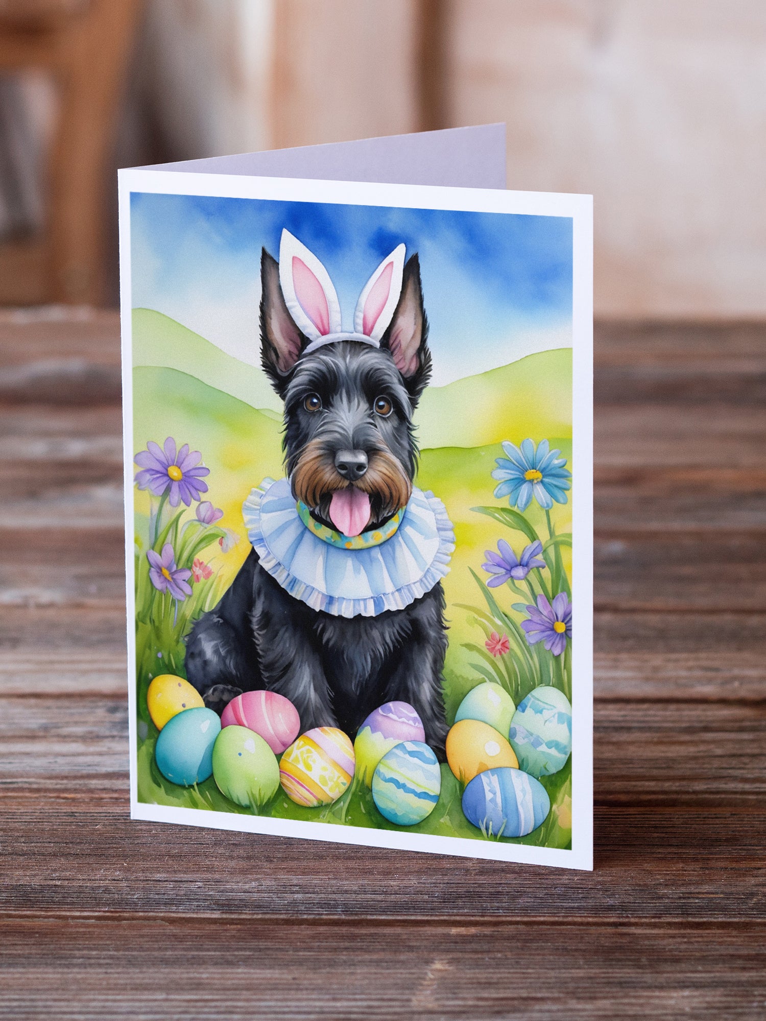 Scottish Terrier Easter Egg Hunt Greeting Cards Pack of 8