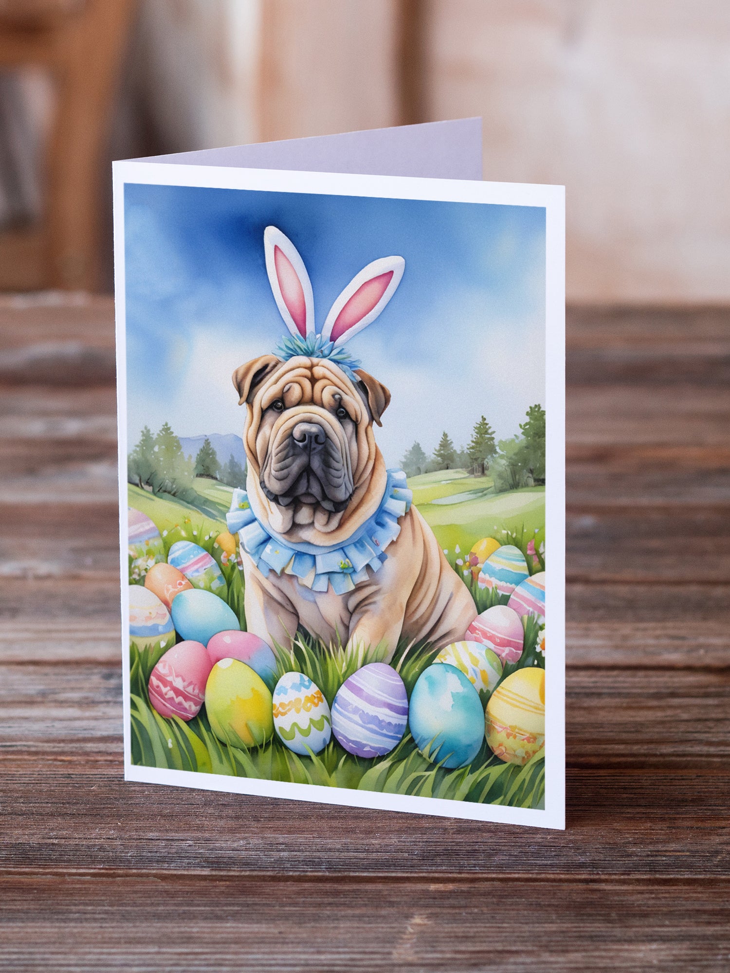 Buy this Shar Pei Easter Egg Hunt Greeting Cards Pack of 8