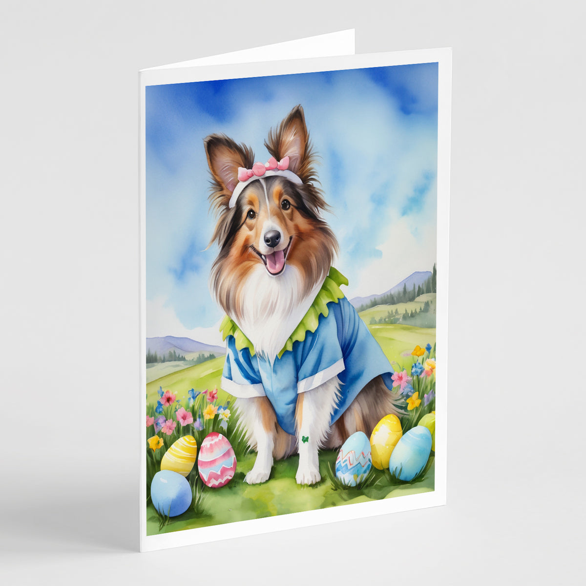 Buy this Sheltie Easter Egg Hunt Greeting Cards Pack of 8